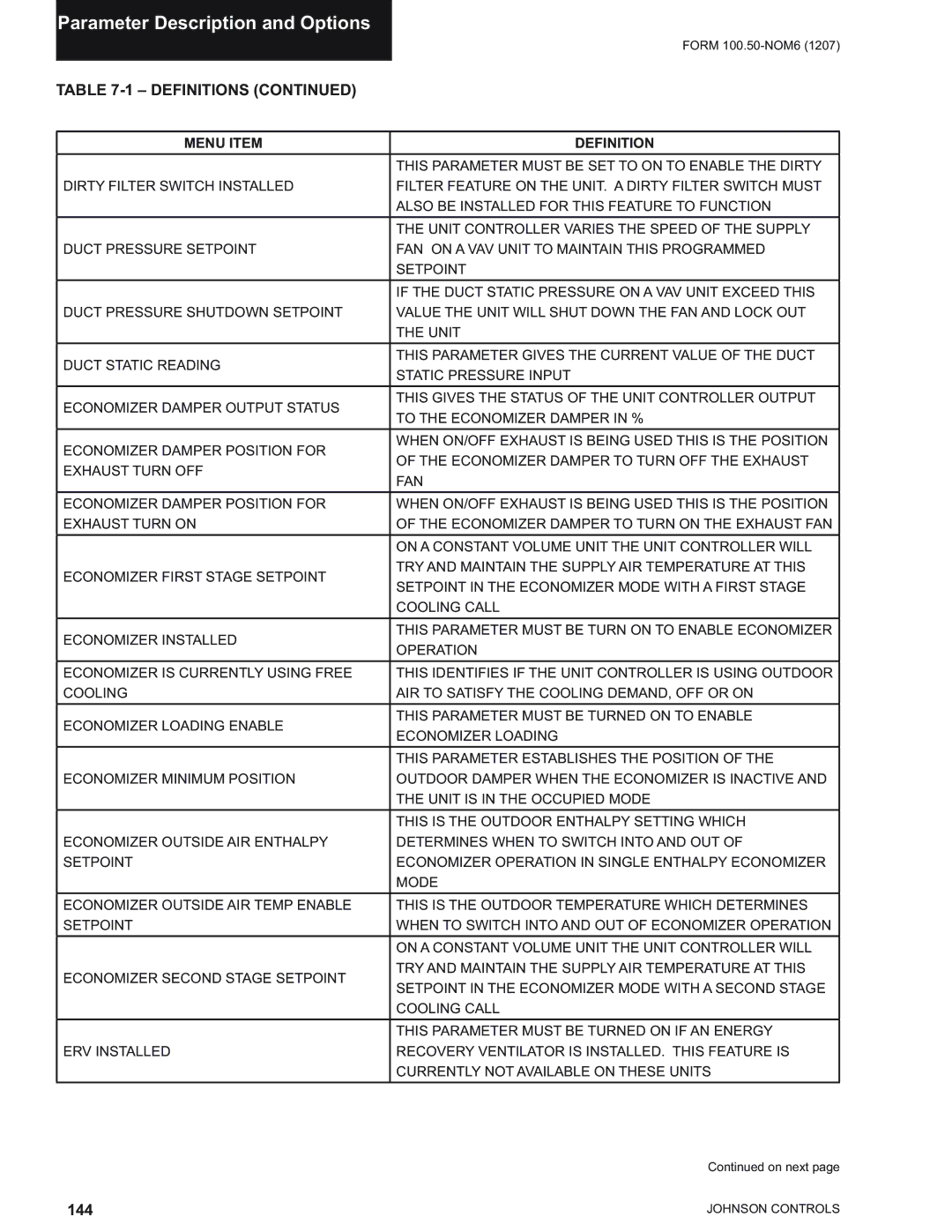 York YPAL 061, YPAL 050, YPAL 051, YPAL 060 manual 144 