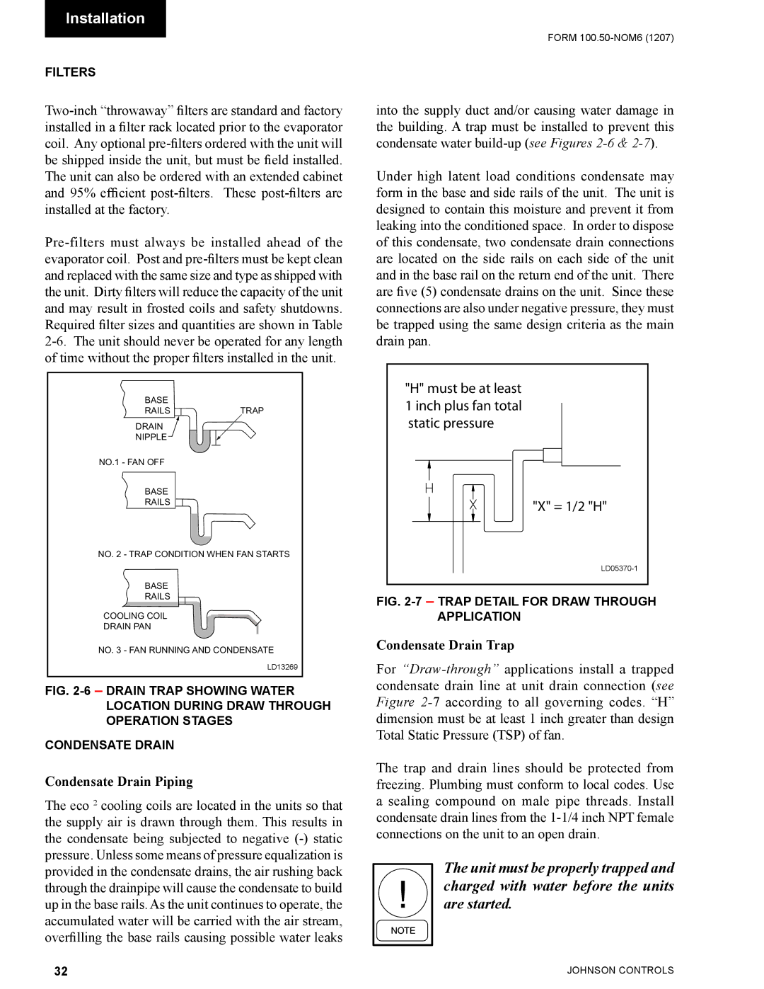 York YPAL 061, YPAL 050, YPAL 051, YPAL 060 manual Condensate Drain Piping 