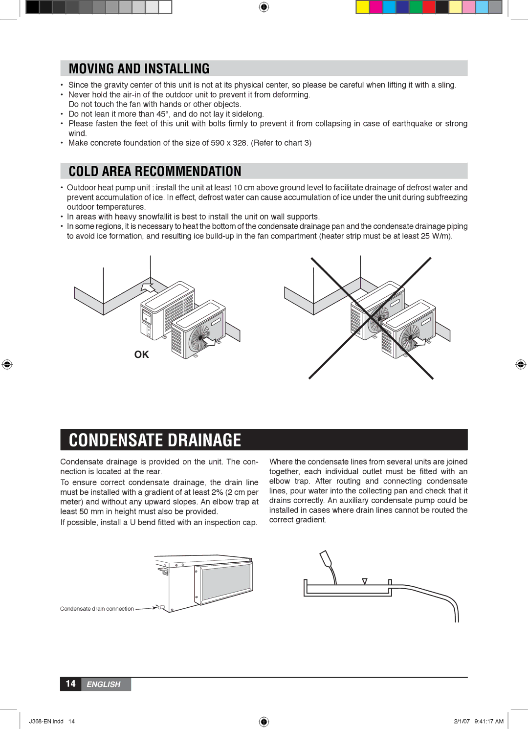 York YUHC 07-18, YUHC 18-60 owner manual Moving and Installing, Cold Area Recommendation 