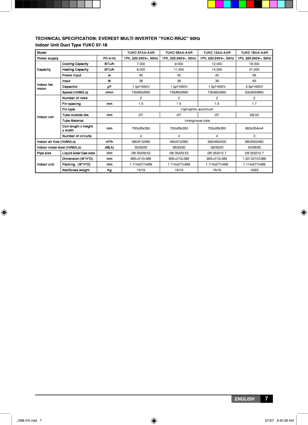 York YUHC 18-60, YUHC 07-18 owner manual Yukc 07AA-AAR Yukc 09AA-AAR Yukc 12AA-AAR Yukc 18AA-AAR 