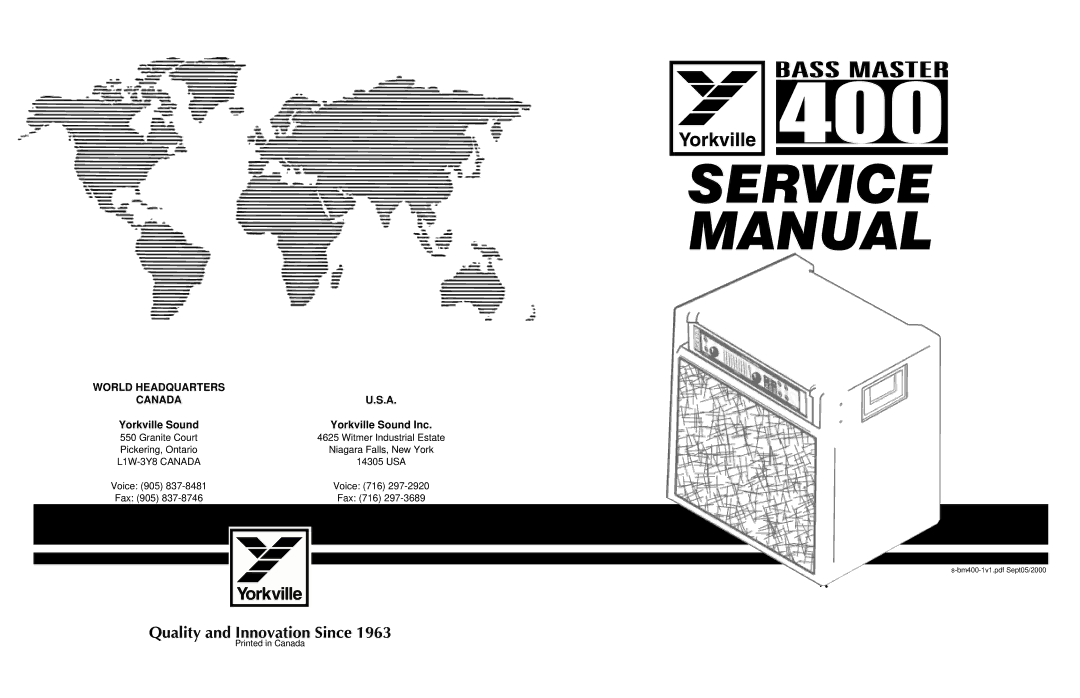 Yorkville Sound 400 service manual Service Manual, Yorkville Sound Yorkville Sound Inc 