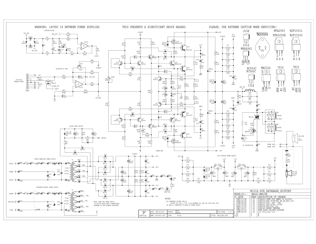 Yorkville Sound 400 service manual Models, # Date VER# Description of Change 