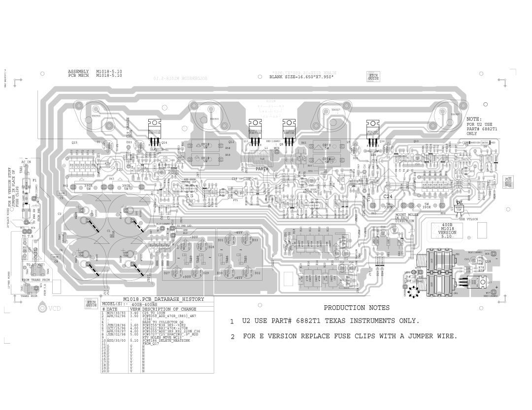 Yorkville Sound 400 service manual Assembly, PCB Mech, For U2 USE, Only, Part#, Version, Date VER# Description of Change 