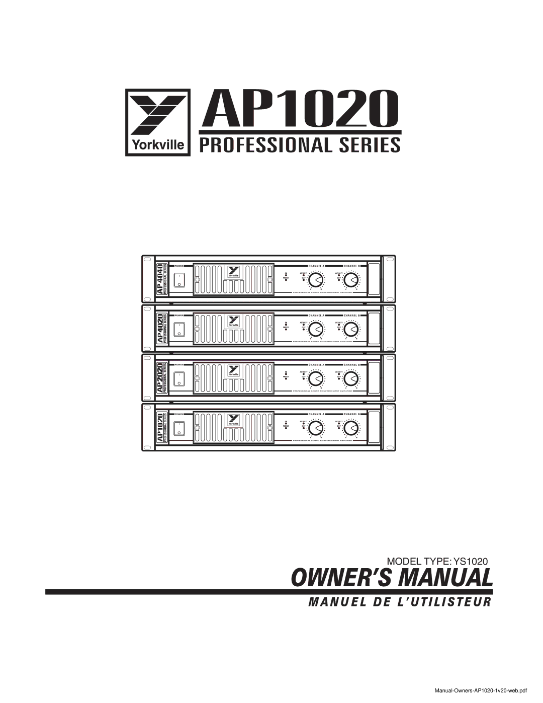 Yorkville Sound AP1020 manual 