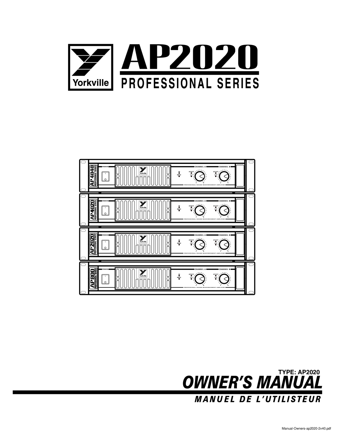 Yorkville Sound manual TYPE AP2020 