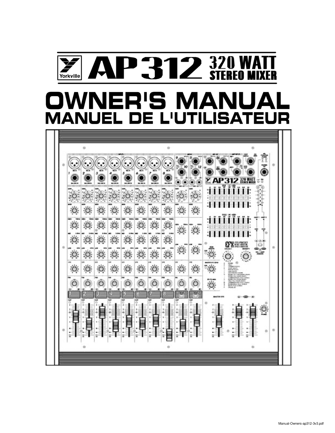 Yorkville Sound AP312 owner manual Manuel DE Lutilisateur 