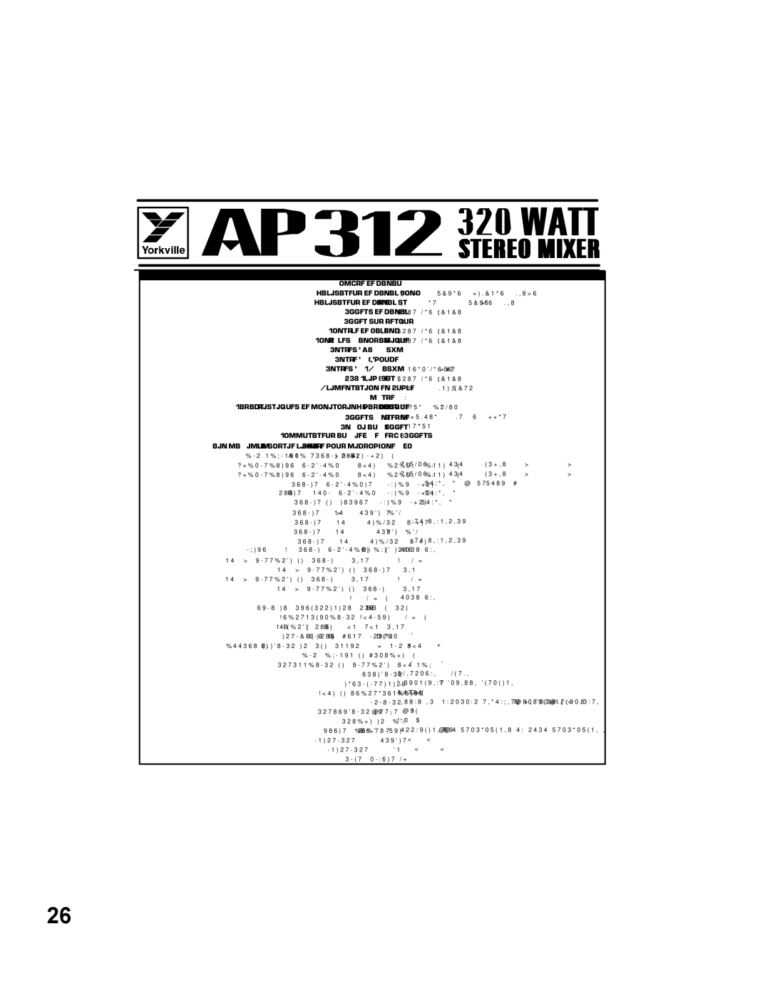 Yorkville Sound AP312 owner manual Spécifications 