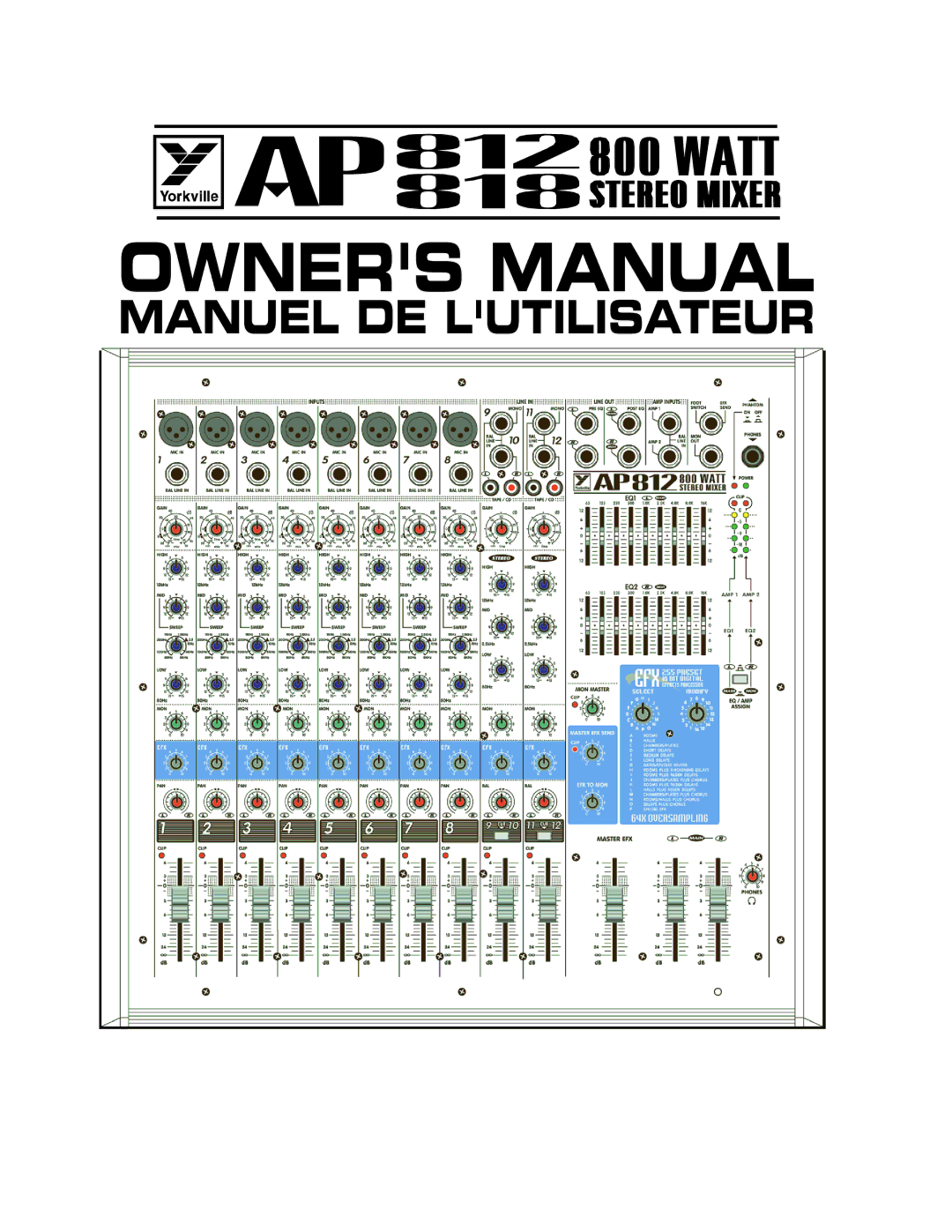 Yorkville Sound AP812, AP818 owner manual Manuel DE Lutilisateur 