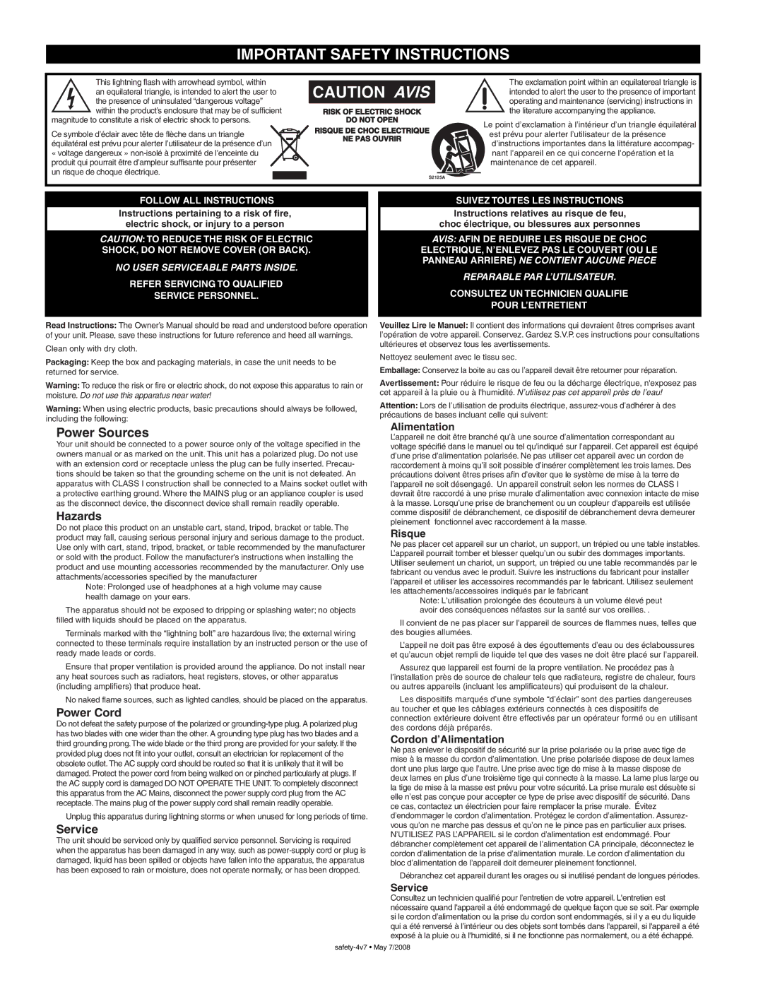 Yorkville Sound AP818, AP812 owner manual Important Safety Instructions 