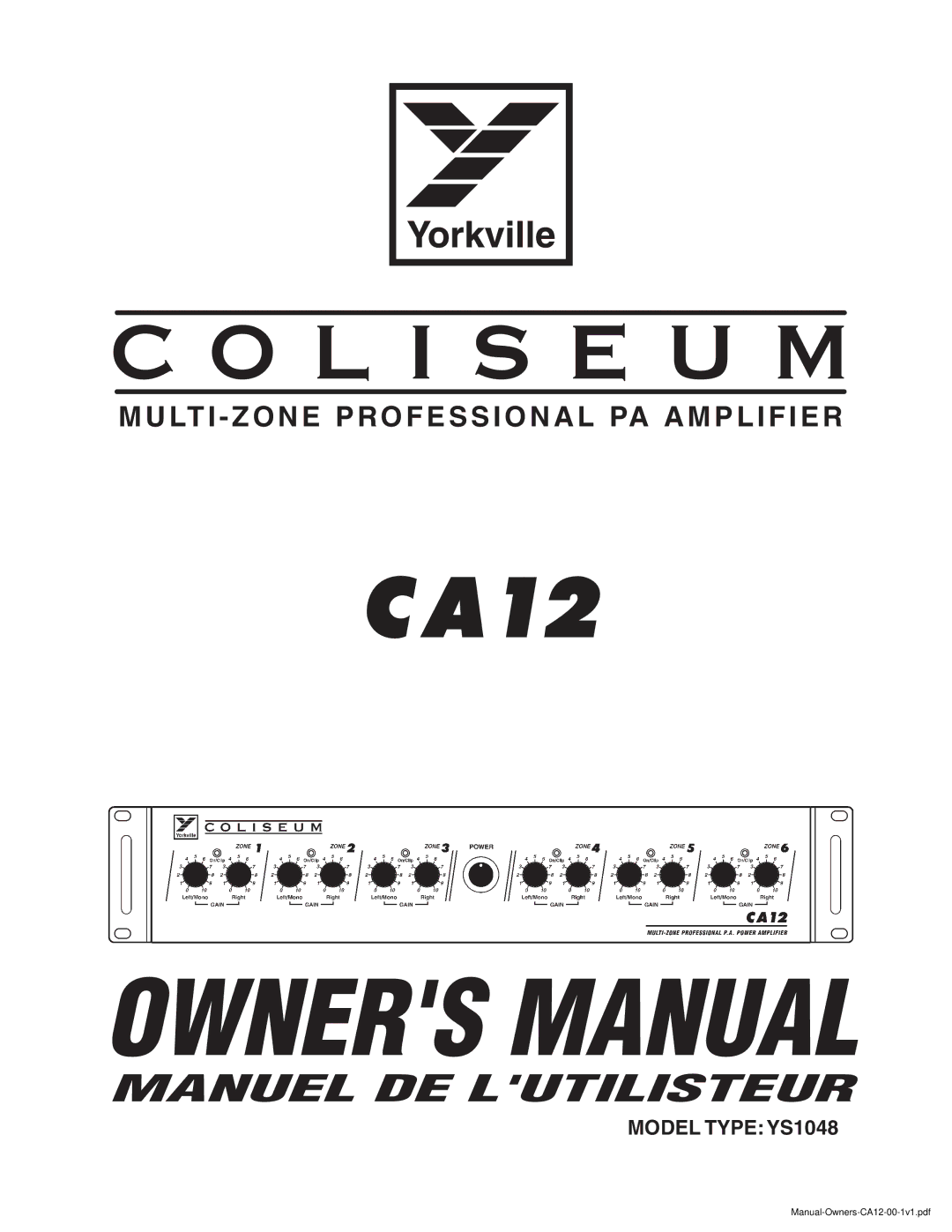 Yorkville Sound CA12 owner manual L I S E U M 