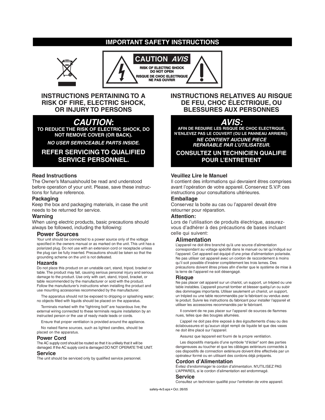 Yorkville Sound CA12 owner manual Avis 