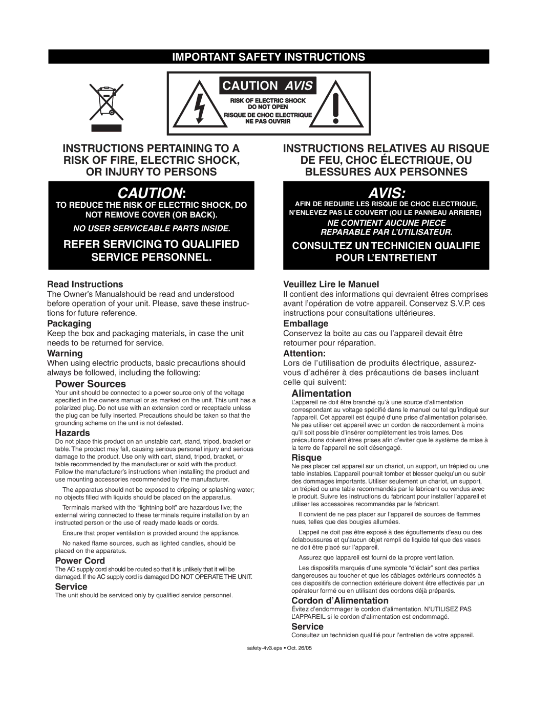 Yorkville Sound e10 service manual Avis 