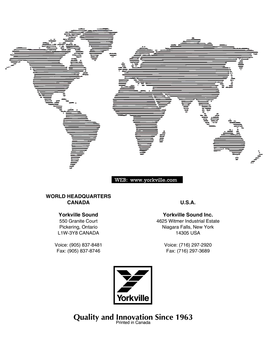 Yorkville Sound ES200P owner manual Canada 