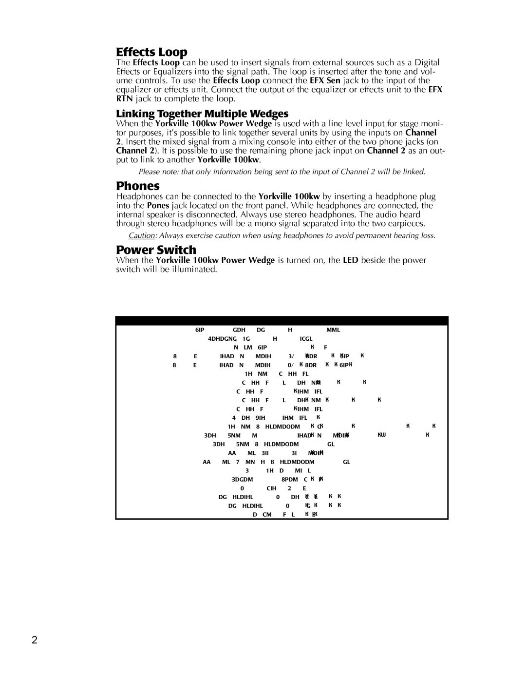 Yorkville Sound KW, 100W owner manual Effects Loop, Phones, Power Switch, Linking Together Multiple Wedges 