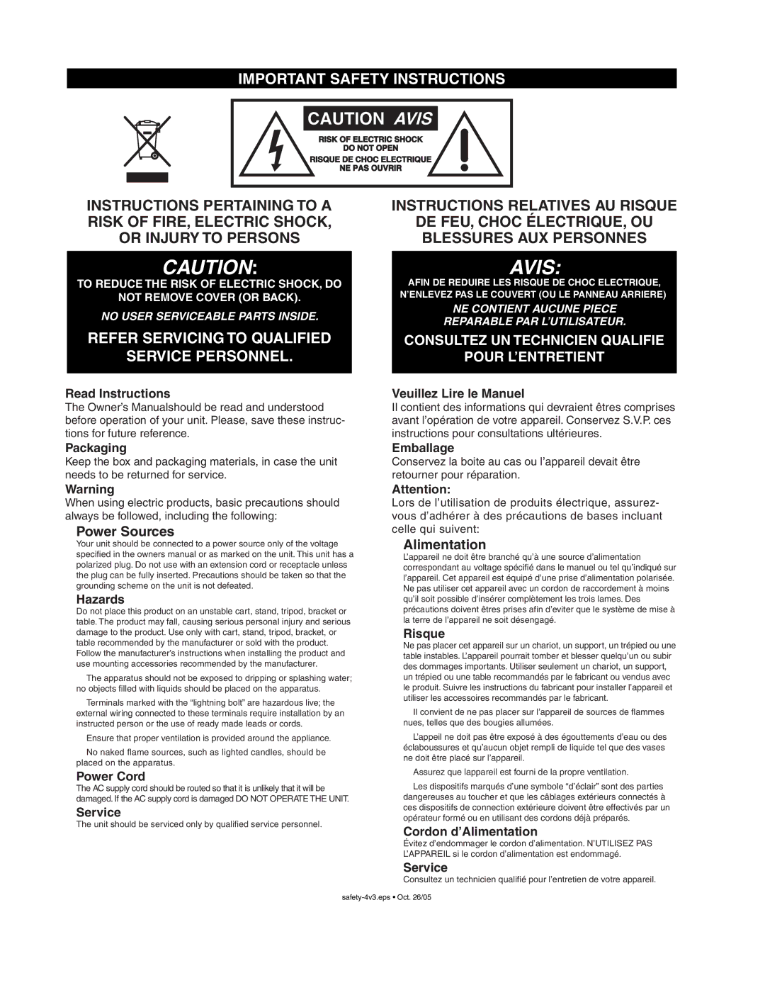 Yorkville Sound LS-Service service manual Avis 