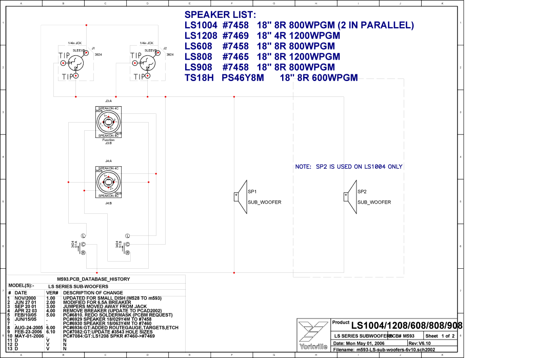 Yorkville Sound LS-Service service manual TS18H PS46Y8M 