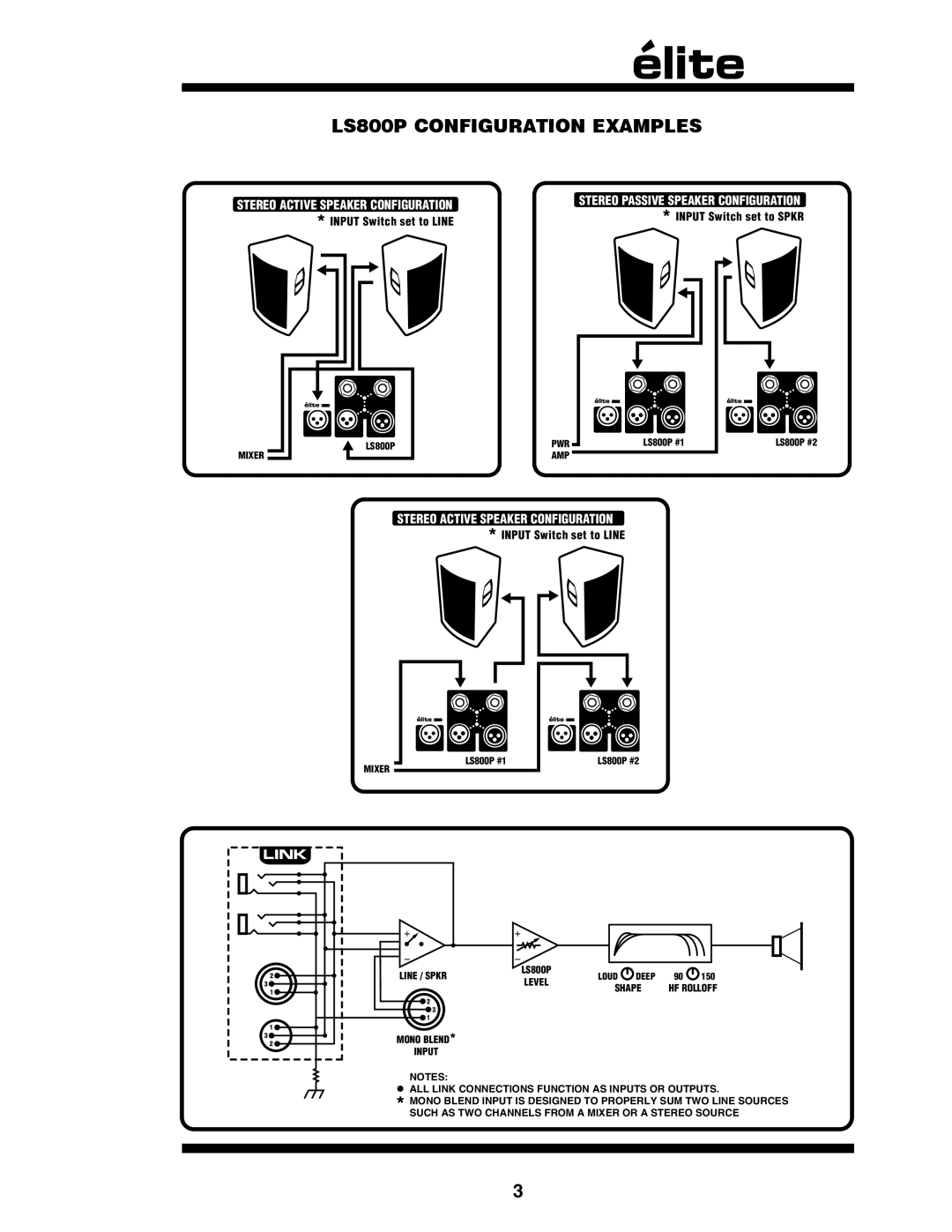 Yorkville Sound owner manual LS800P Configuration Examples 