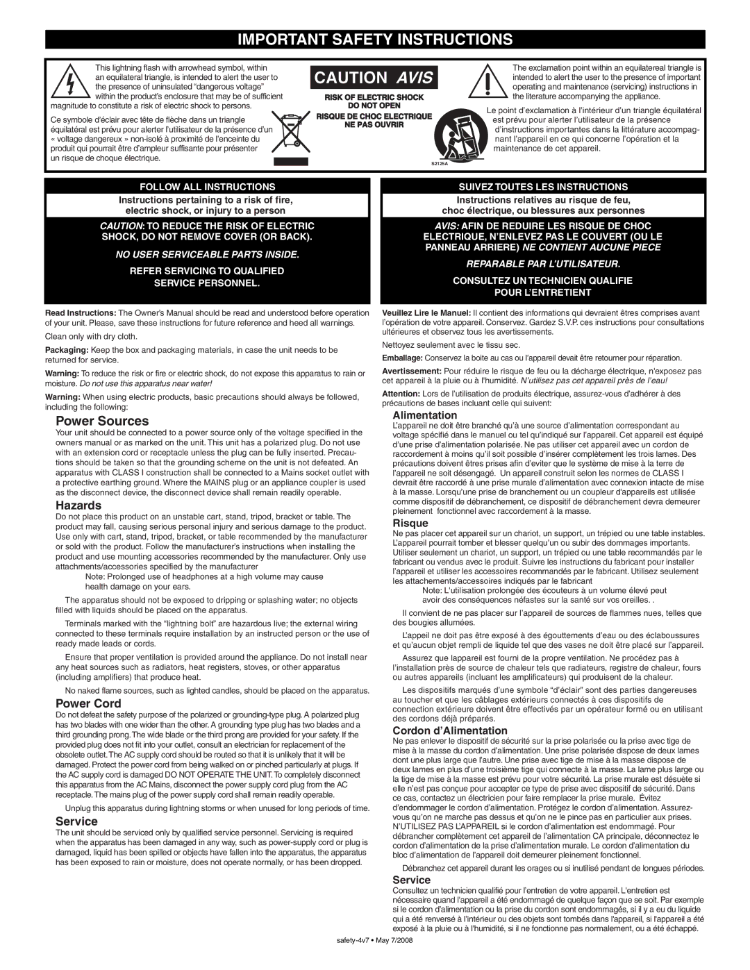 Yorkville Sound nx25P owner manual Important Safety Instructions 