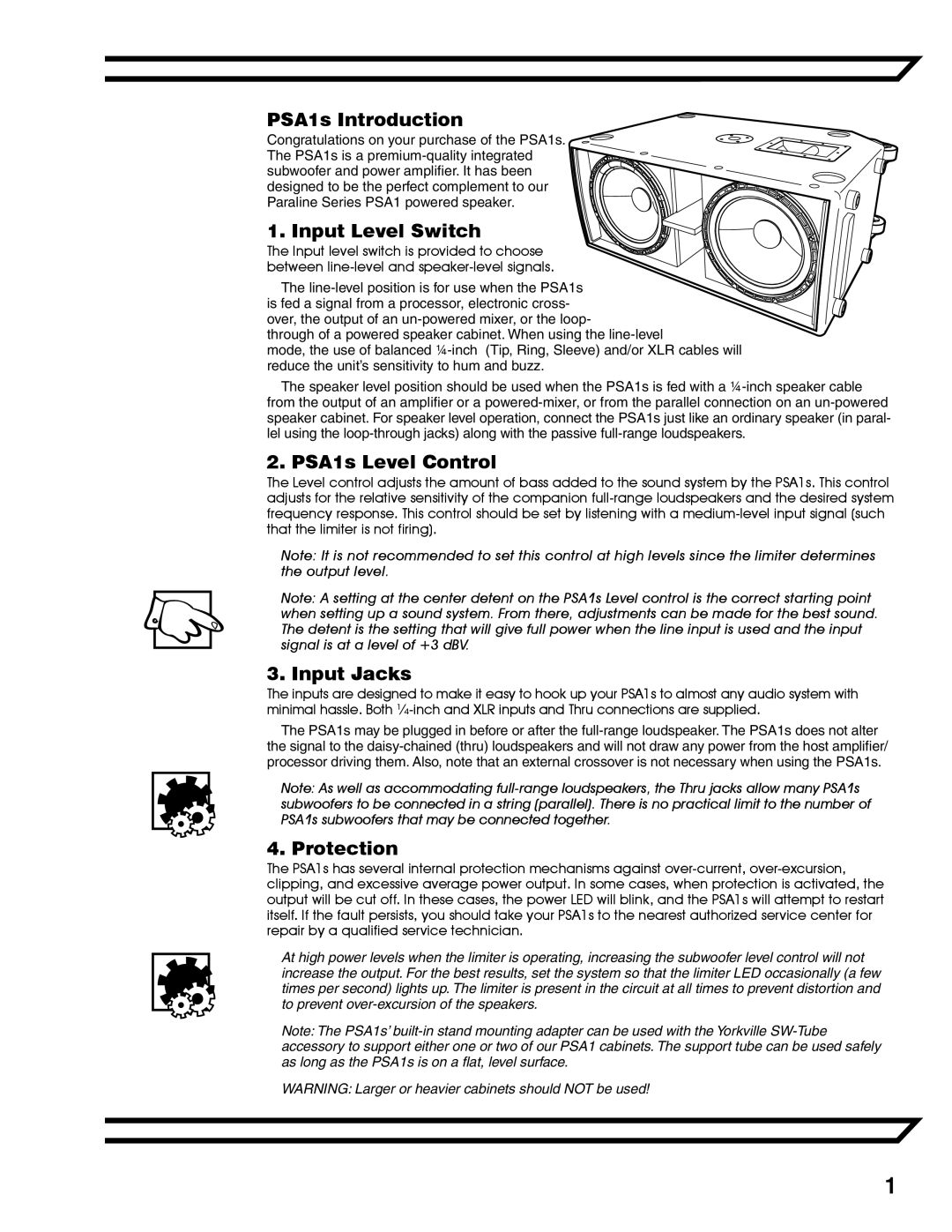 Yorkville Sound owner manual PSA1s Introduction 