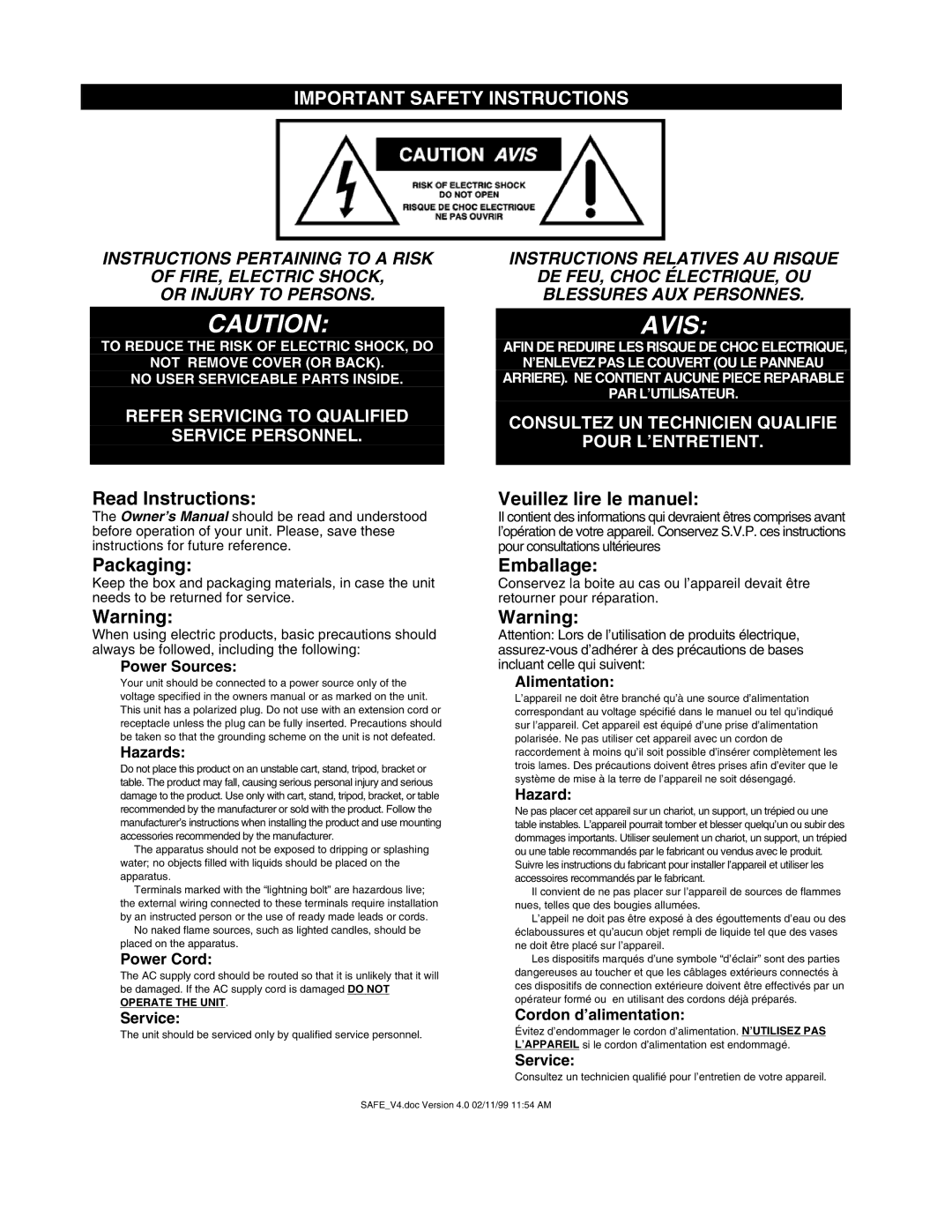 Yorkville Sound Y115P owner manual Read Instructions Veuillez lire le manuel, Packaging, Emballage 