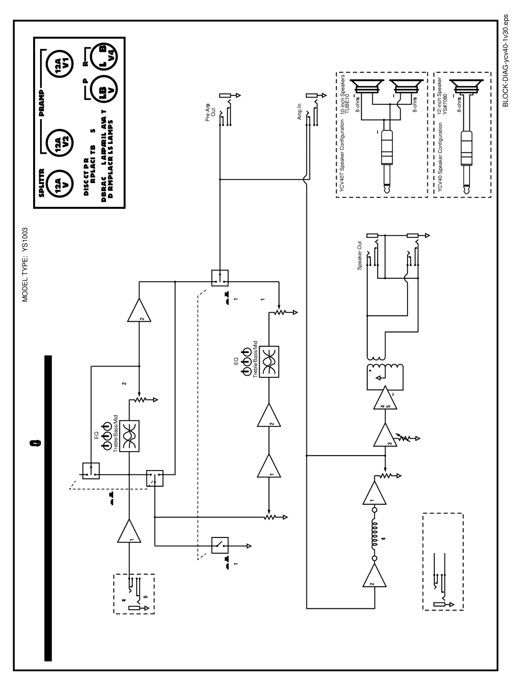 Yorkville Sound ycv40t owner manual Block Diagram for YCV40 & YCV40T, 6L6B 