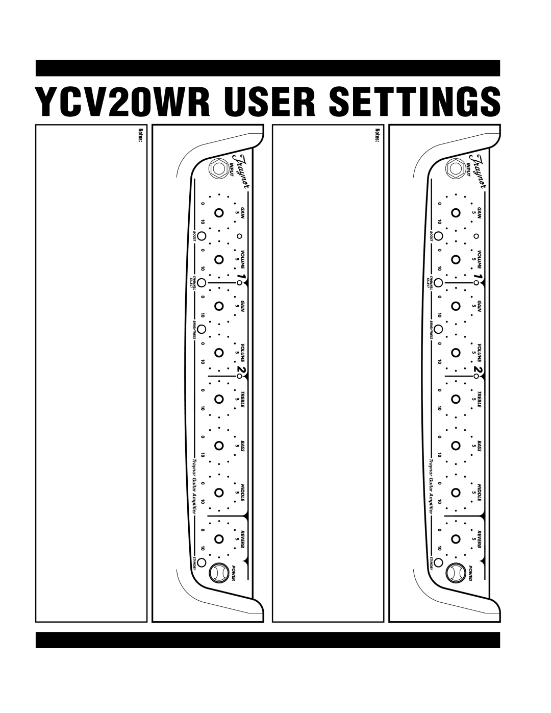 Yorkville Sound YS1006 owner manual CV20WRYSETTINGSUSER 