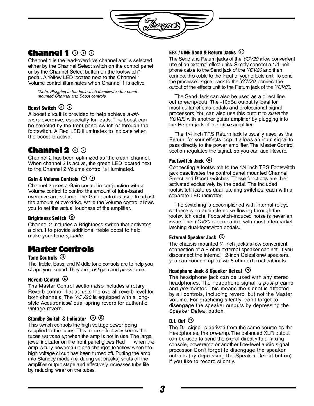 Yorkville Sound YS1006 owner manual Channel 1 1 2, Channel 2 6, Master Controls 