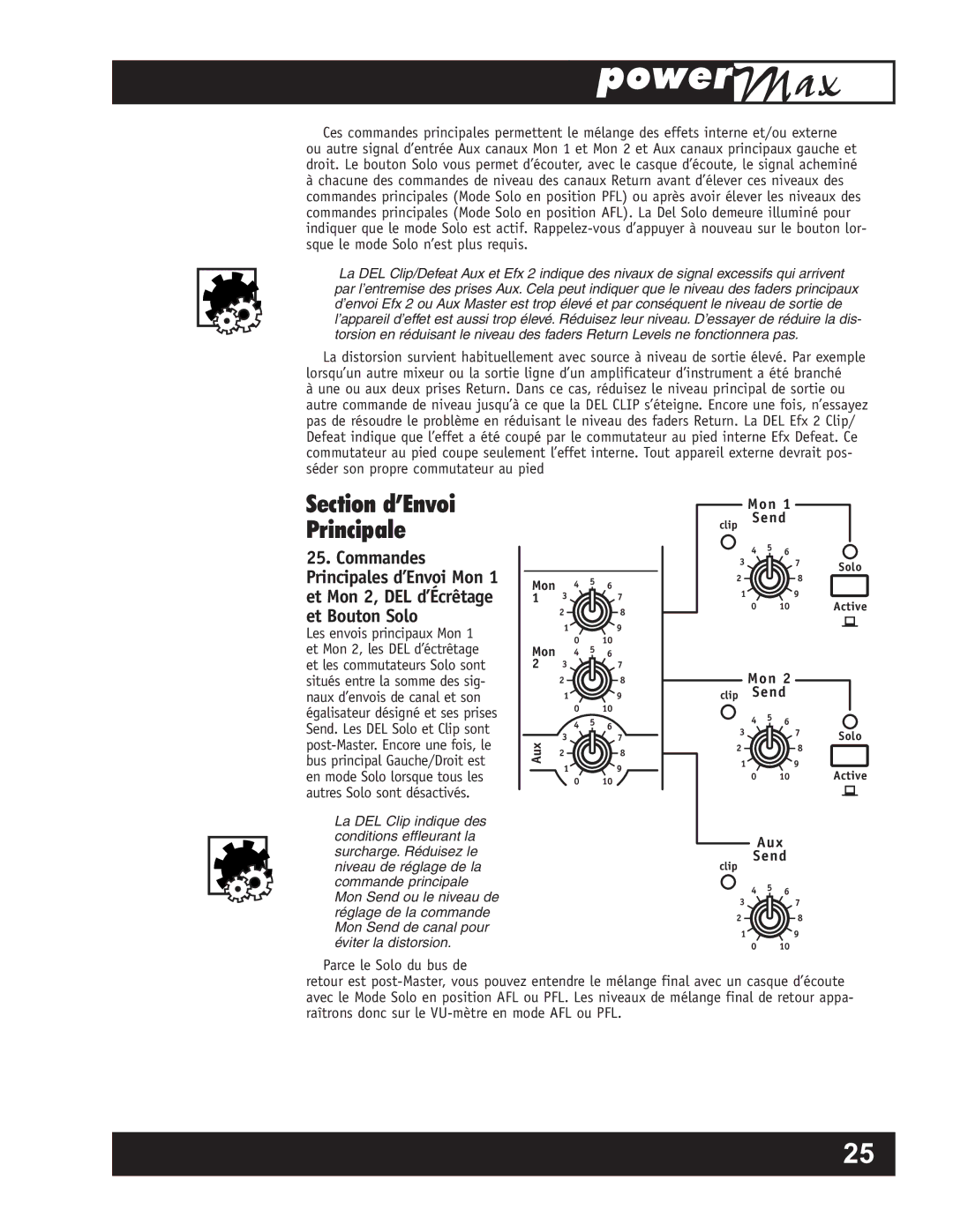 Yorkville Sound YS1011 owner manual Section d’Envoi Principale 