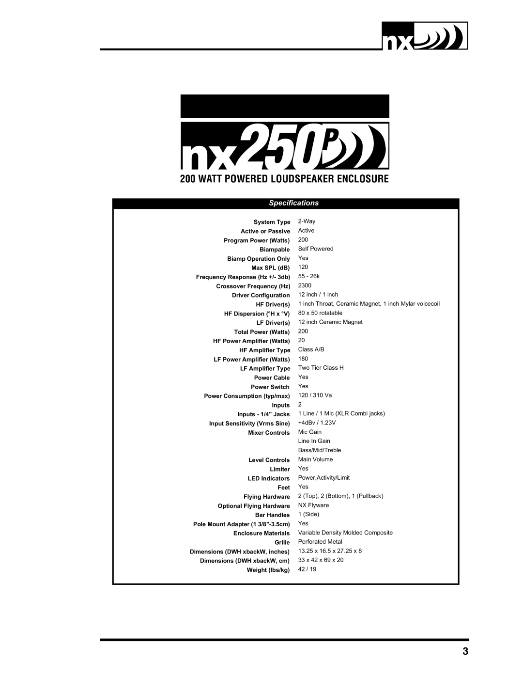 Yorkville Sound YS1030 owner manual 250P 