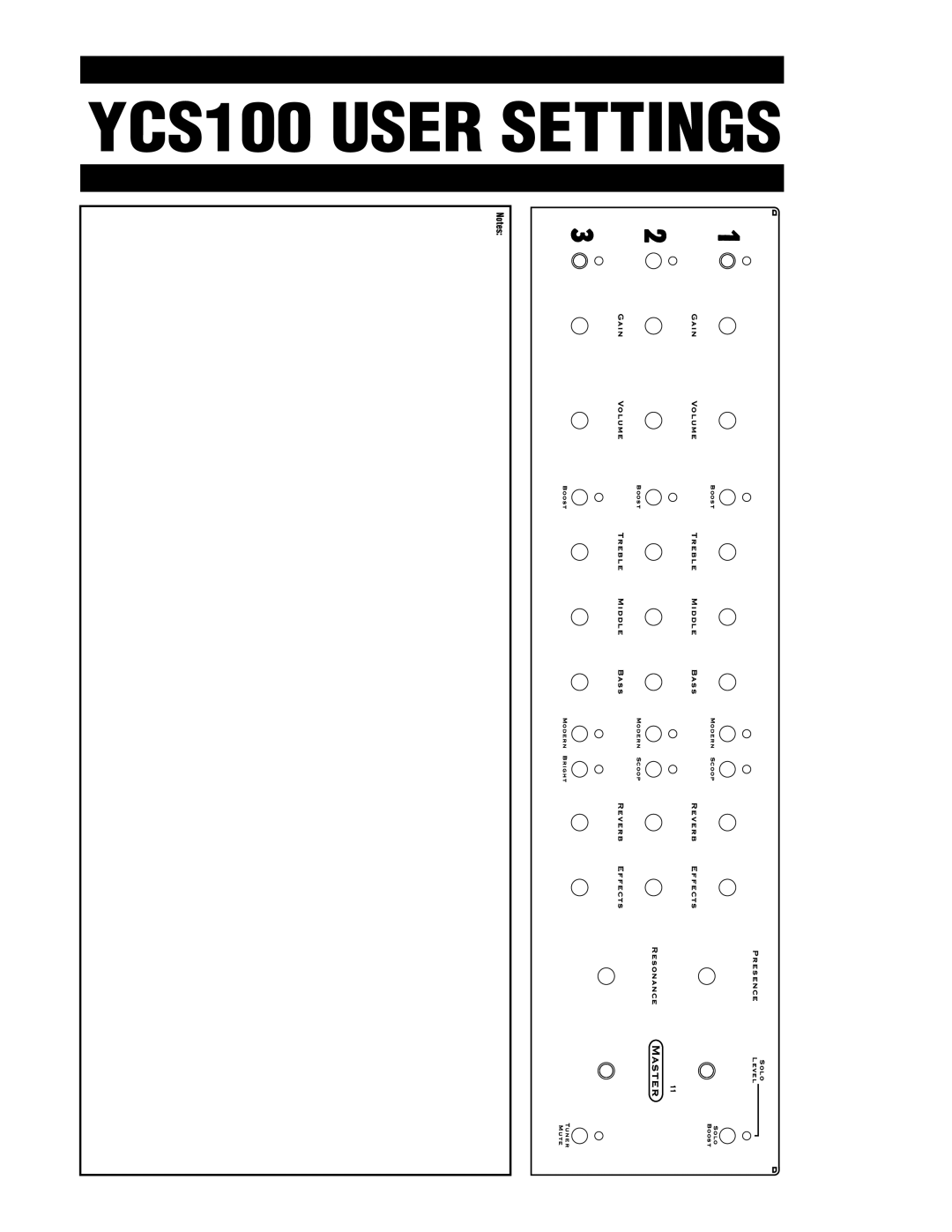 Yorkville Sound YS1036 owner manual Master 