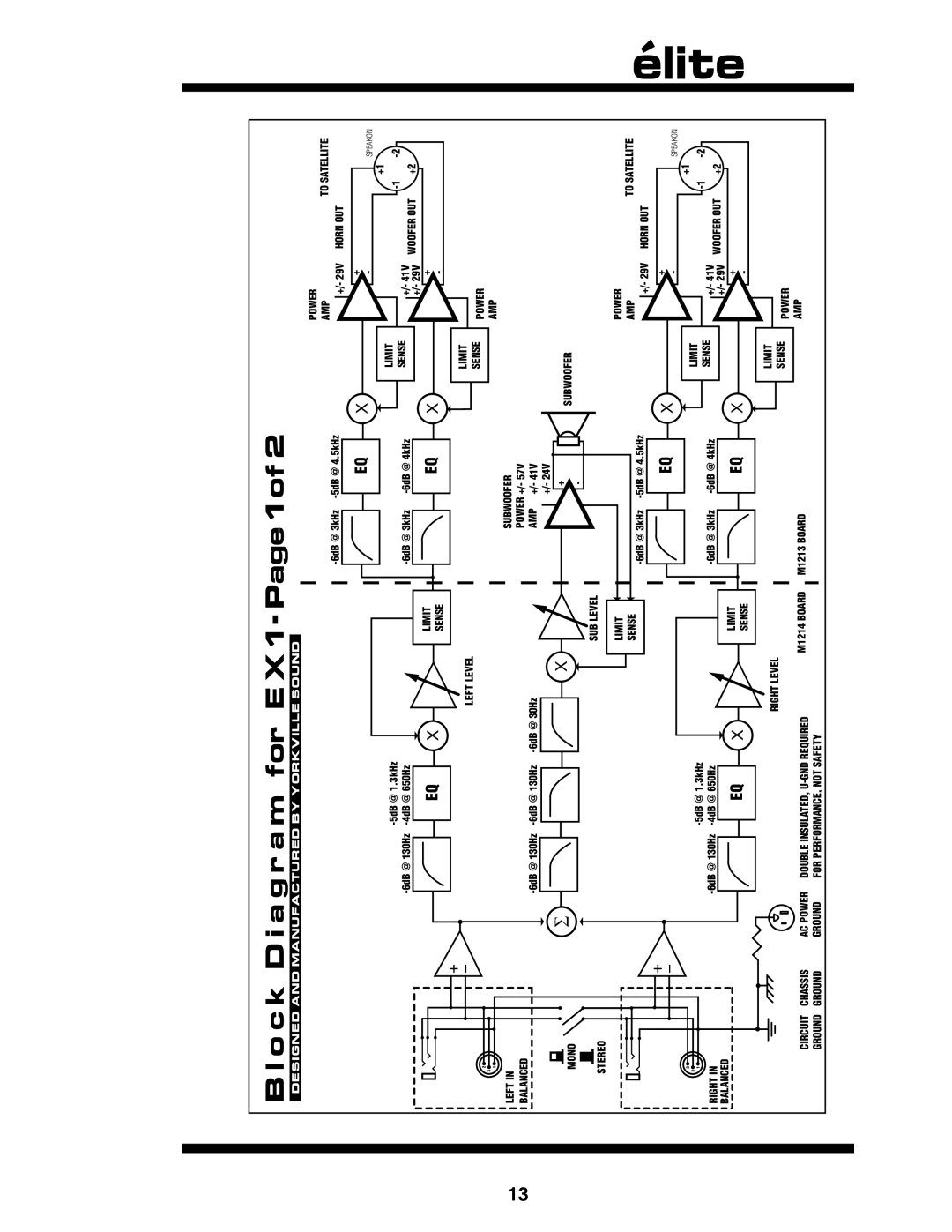 Yorkville Sound YS1043 owner manual O c k D i a g r a m for E X 1 Page 1 