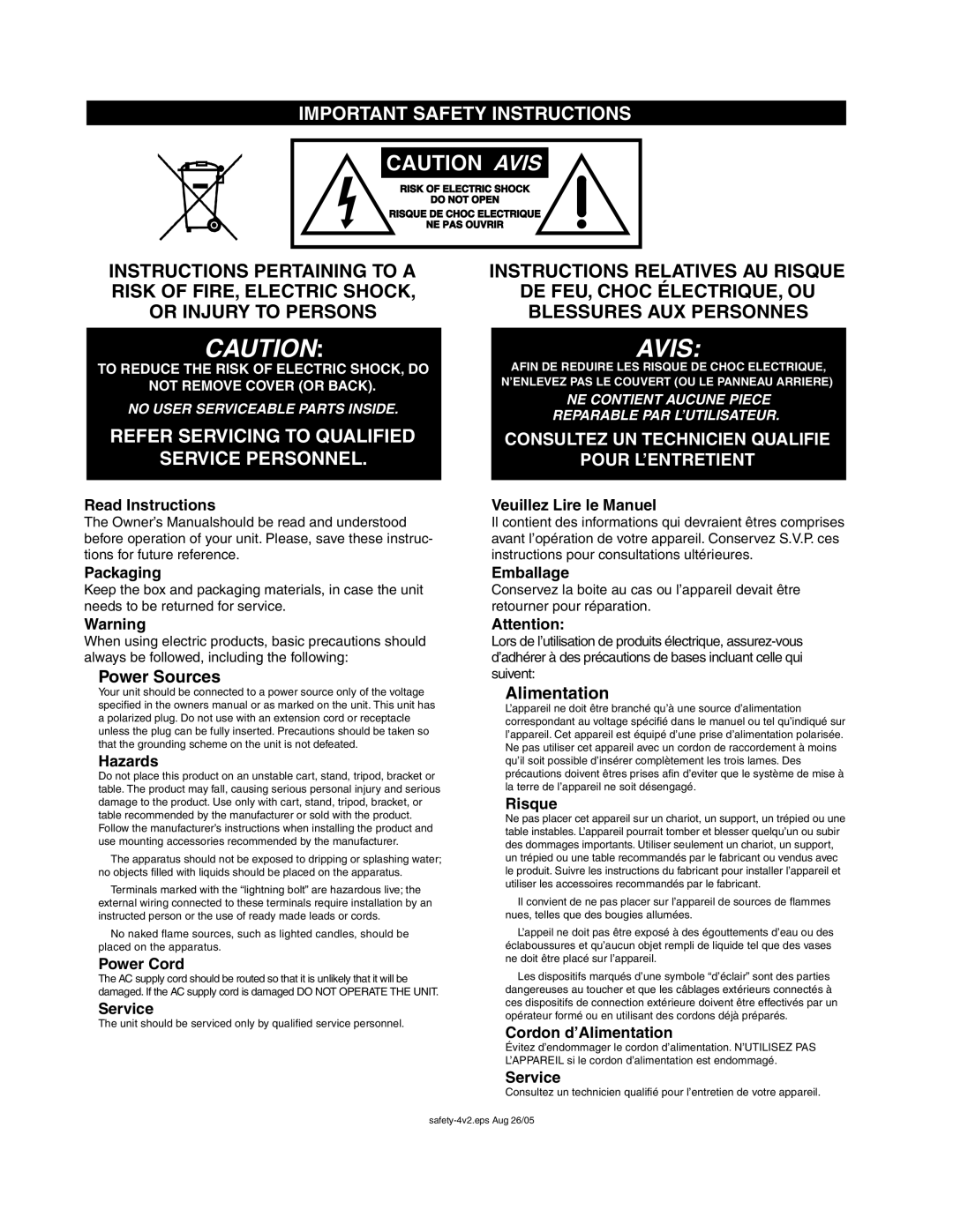 Yorkville Sound YS1043 owner manual Avis 