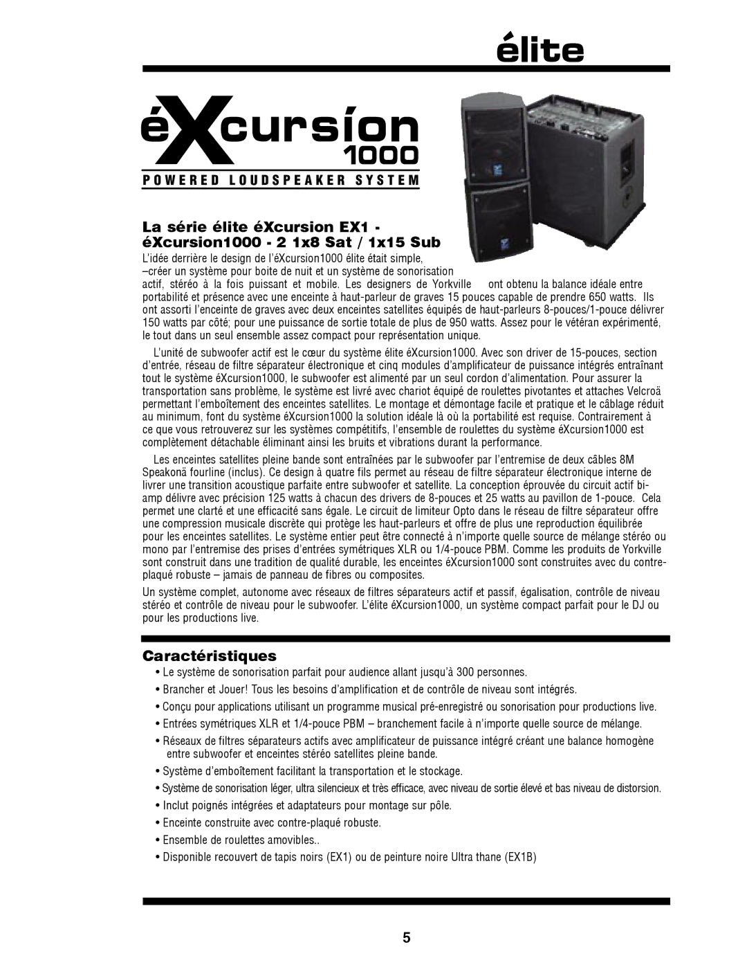 Yorkville Sound YS1043 owner manual Caractéristiques 