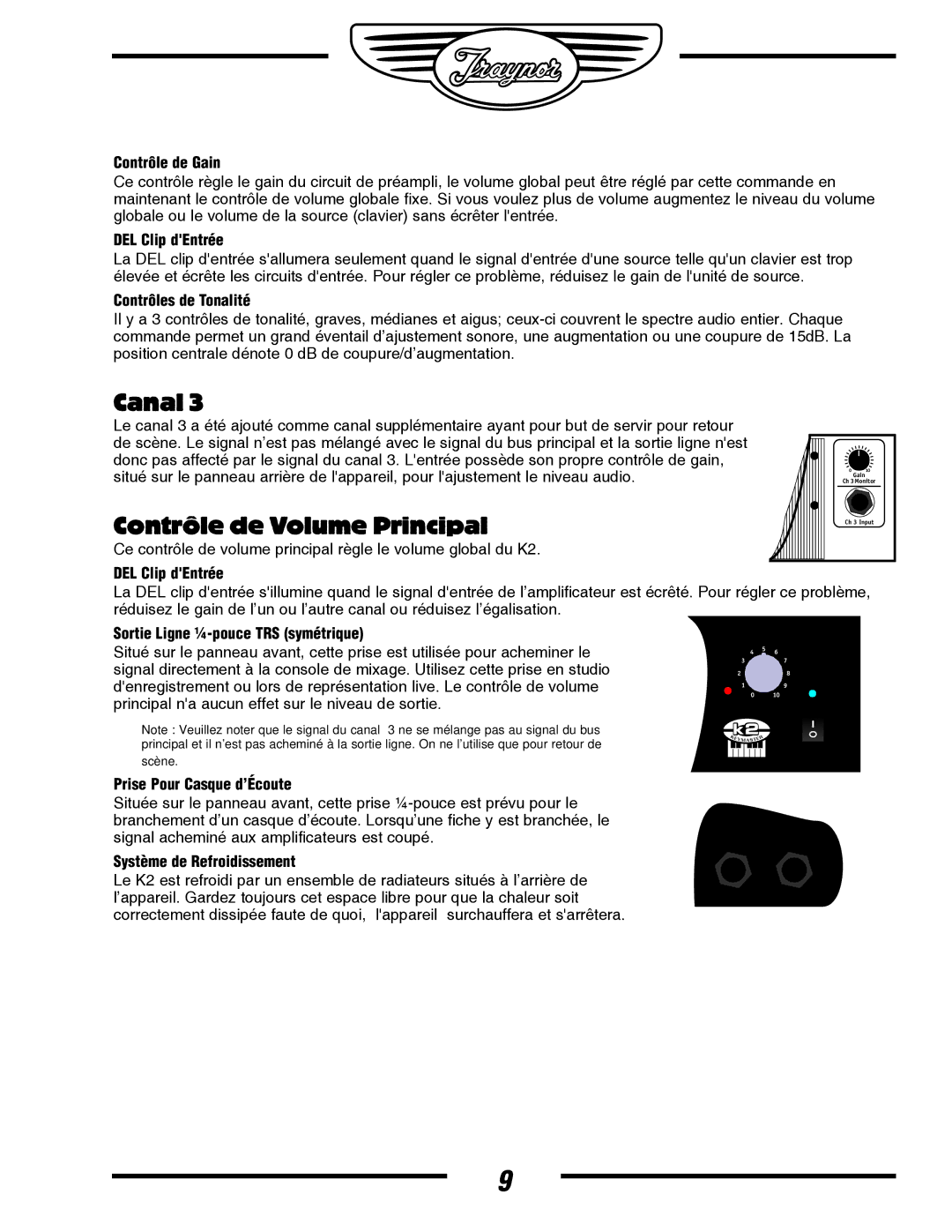 Yorkville Sound YS1044 Contrôle de Volume Principal, Sortie Ligne ¼ -pouce TRS symétrique, Prise Pour Casque d’Écoute 