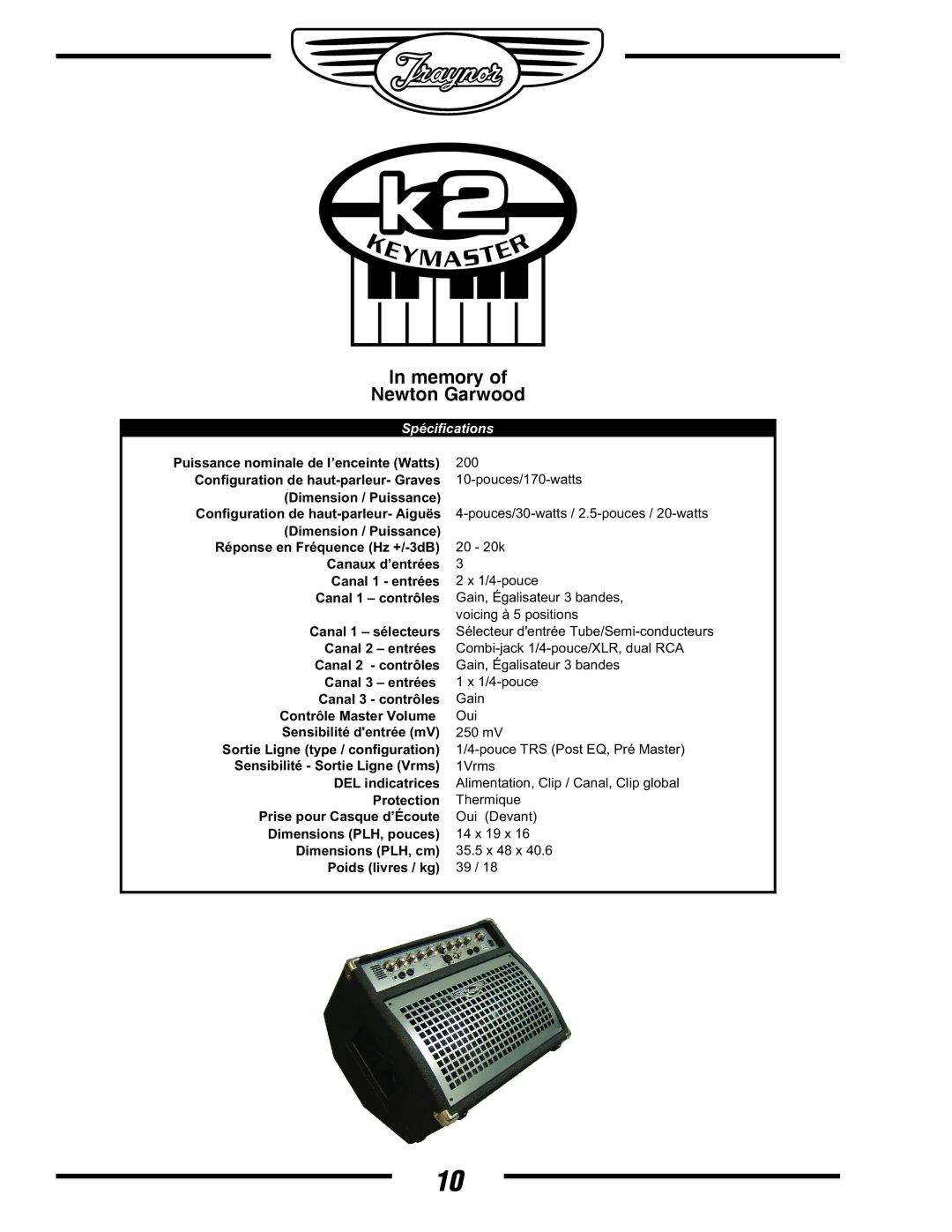 Yorkville Sound YS1044 owner manual Spécifications 