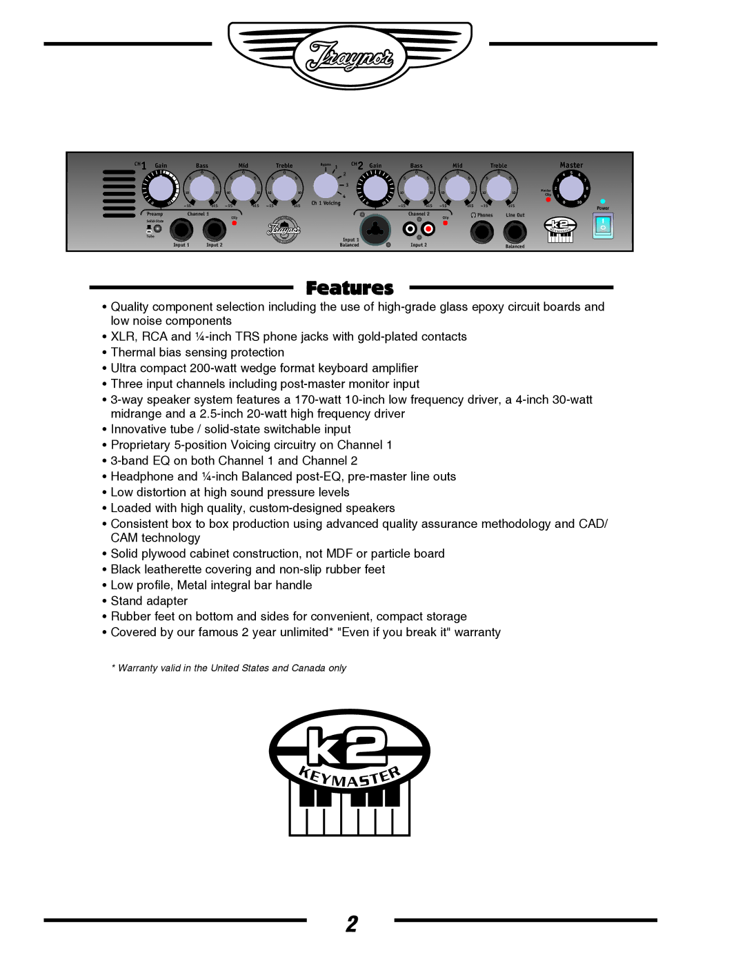 Yorkville Sound YS1044 owner manual Features 