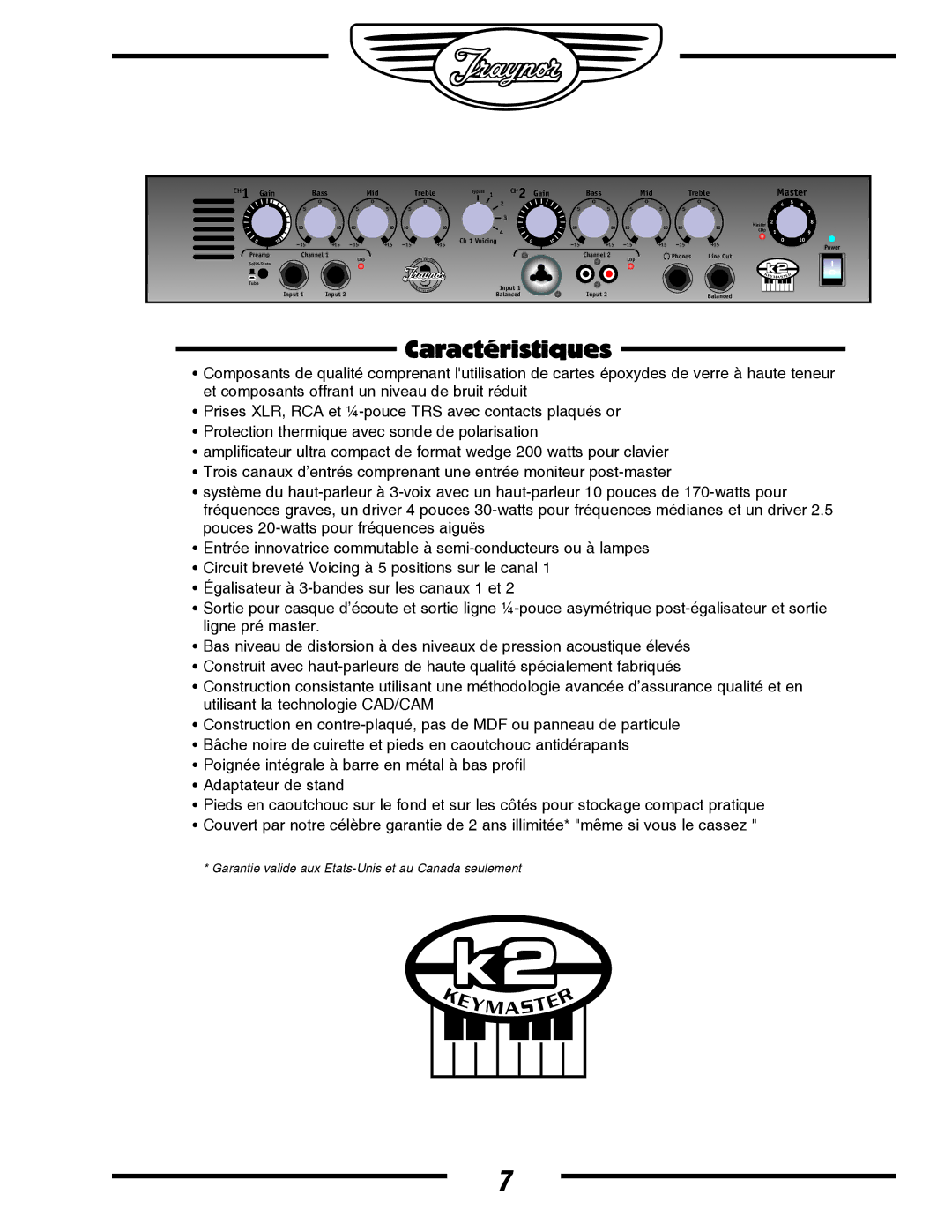 Yorkville Sound YS1044 owner manual Caractéristiques 