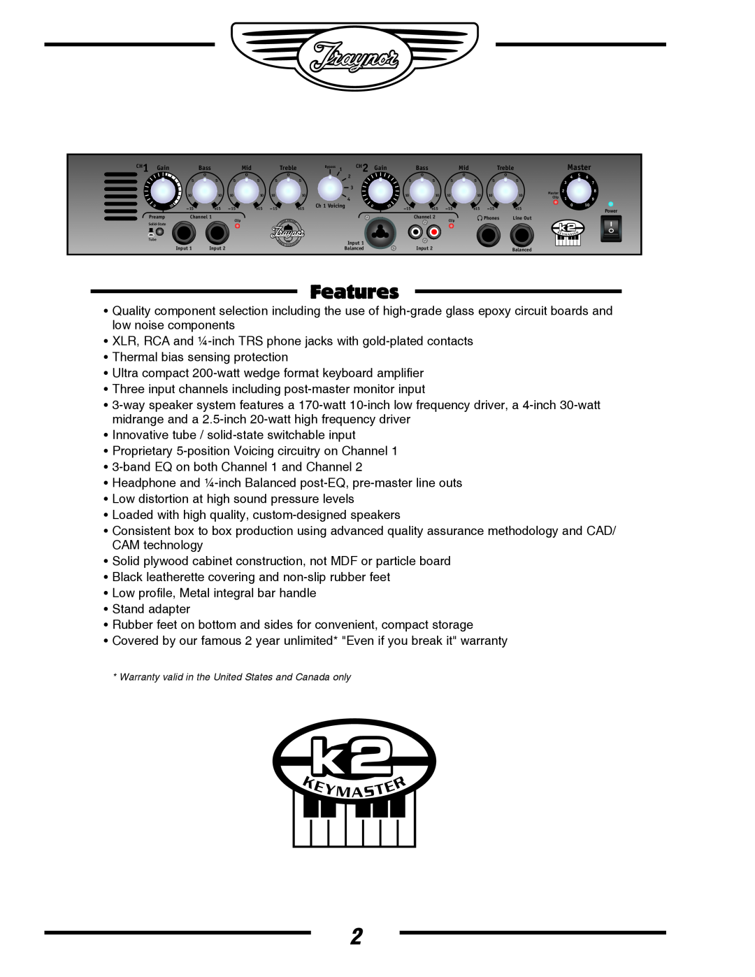 Yorkville Sound YS1044 owner manual Features 