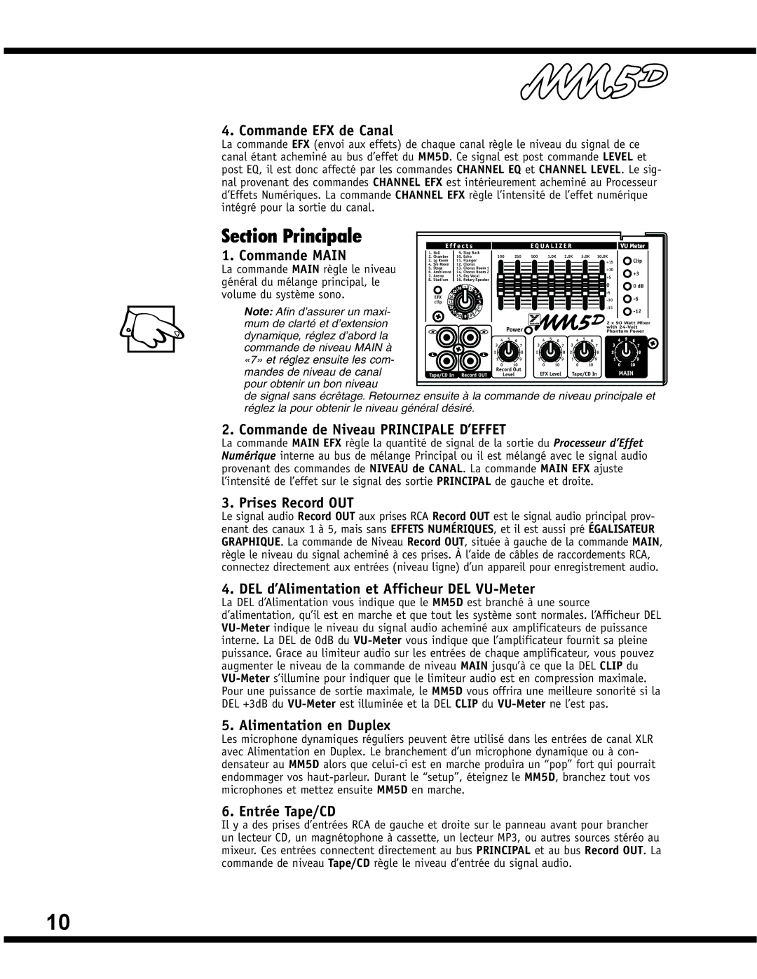 Yorkville Sound YS1083 owner manual Section Principale 