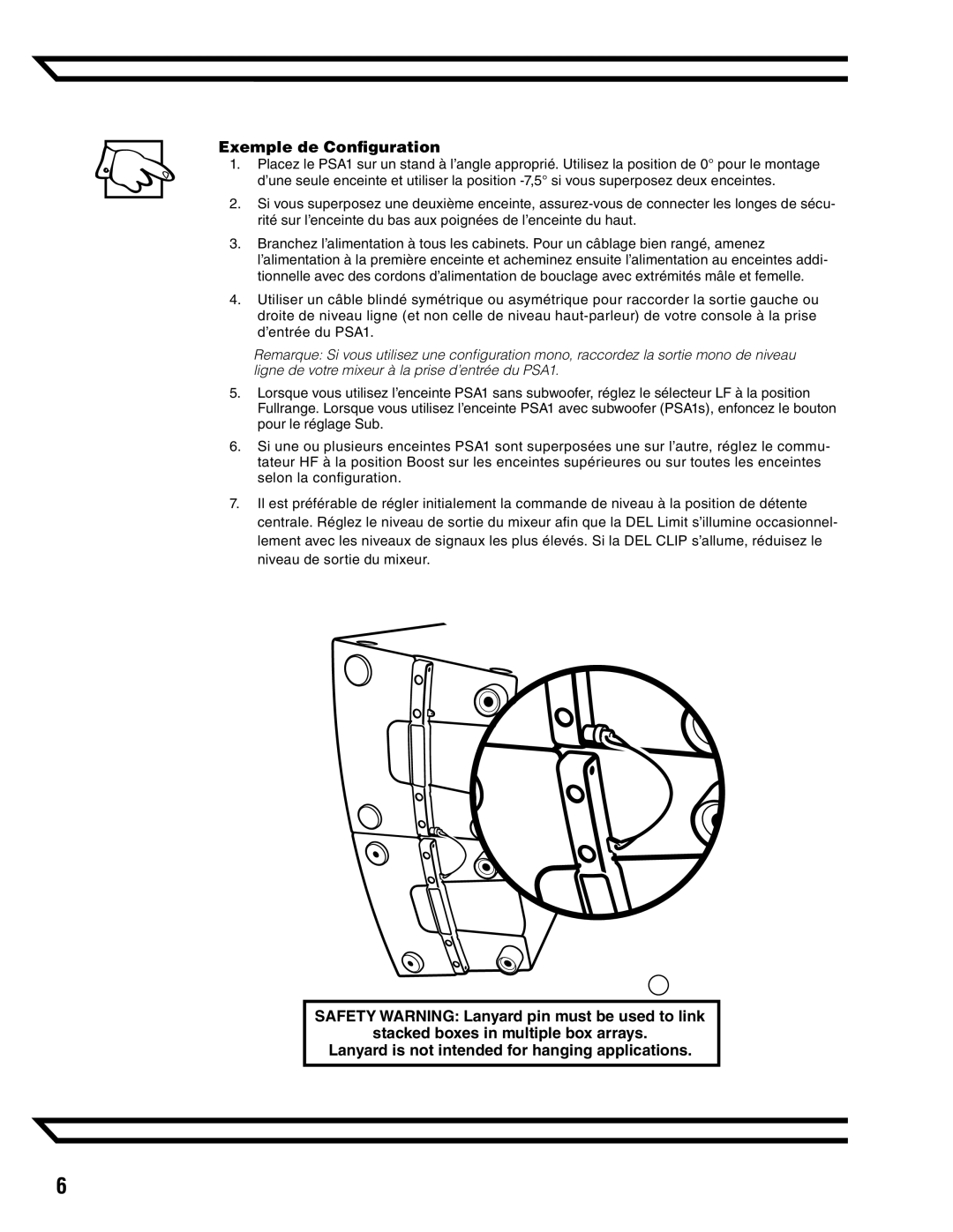 Yorkville Sound YS1098 owner manual Exemple de Configuration 