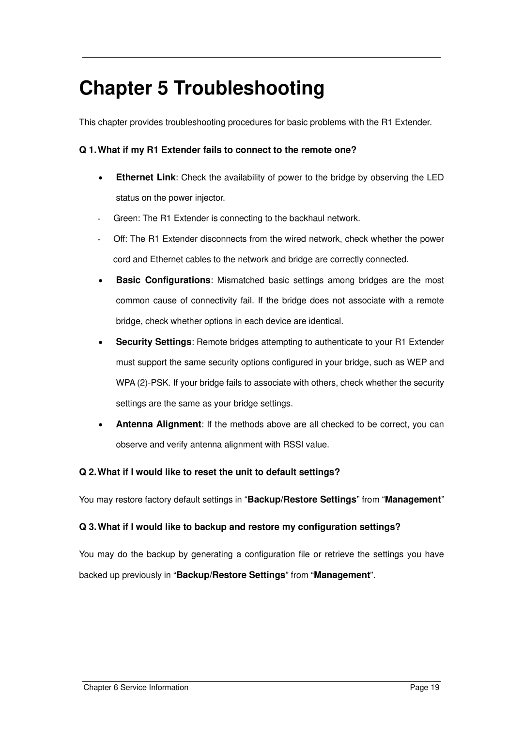 Z-Com manual Troubleshooting, What if my R1 Extender fails to connect to the remote one? 