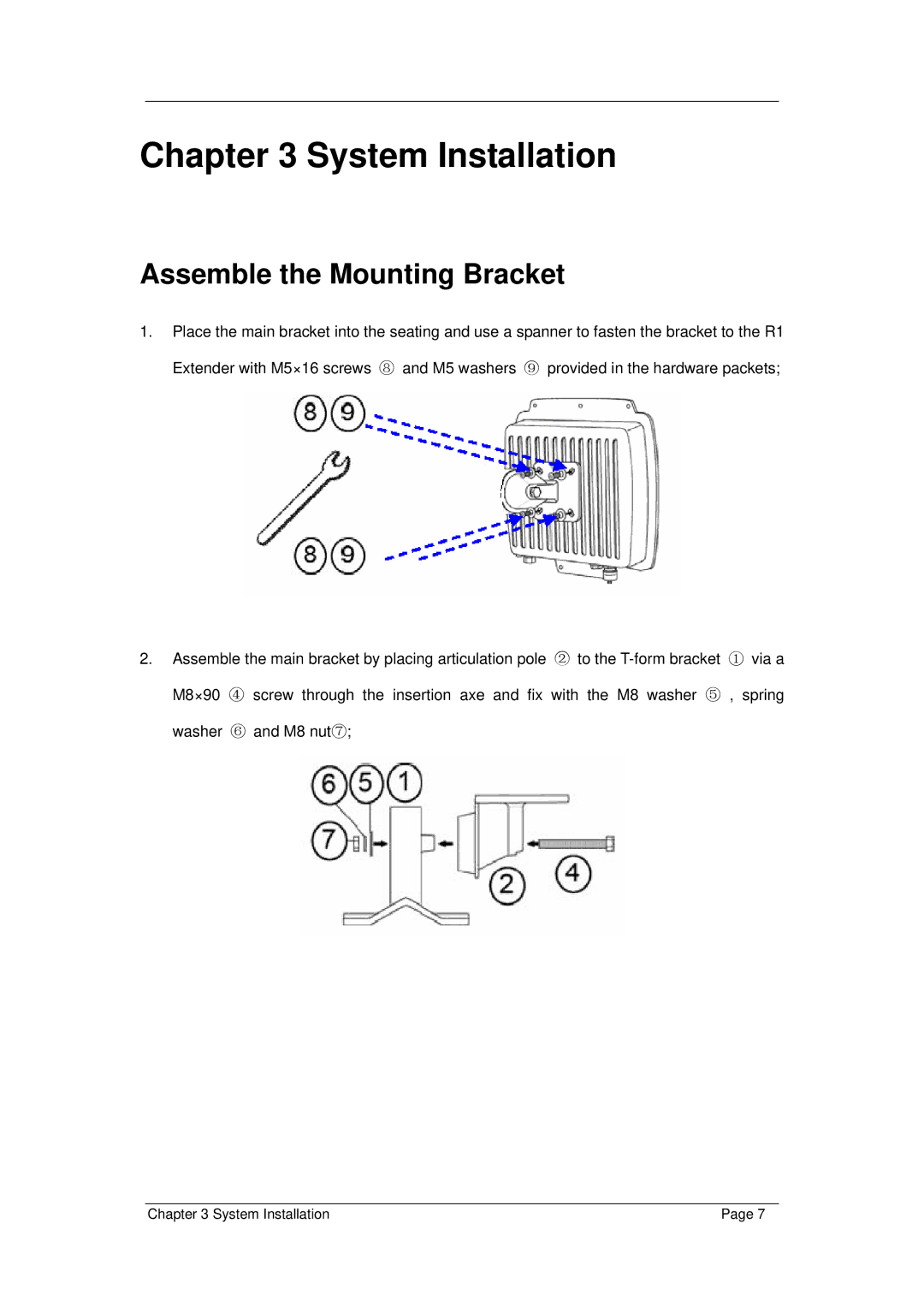 Z-Com R1 Extender manual System Installation, Assemble the Mounting Bracket 