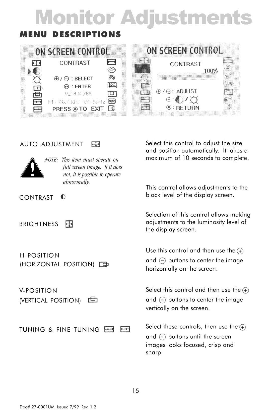 Z Microsystems 14 manual Menu Descriptions 