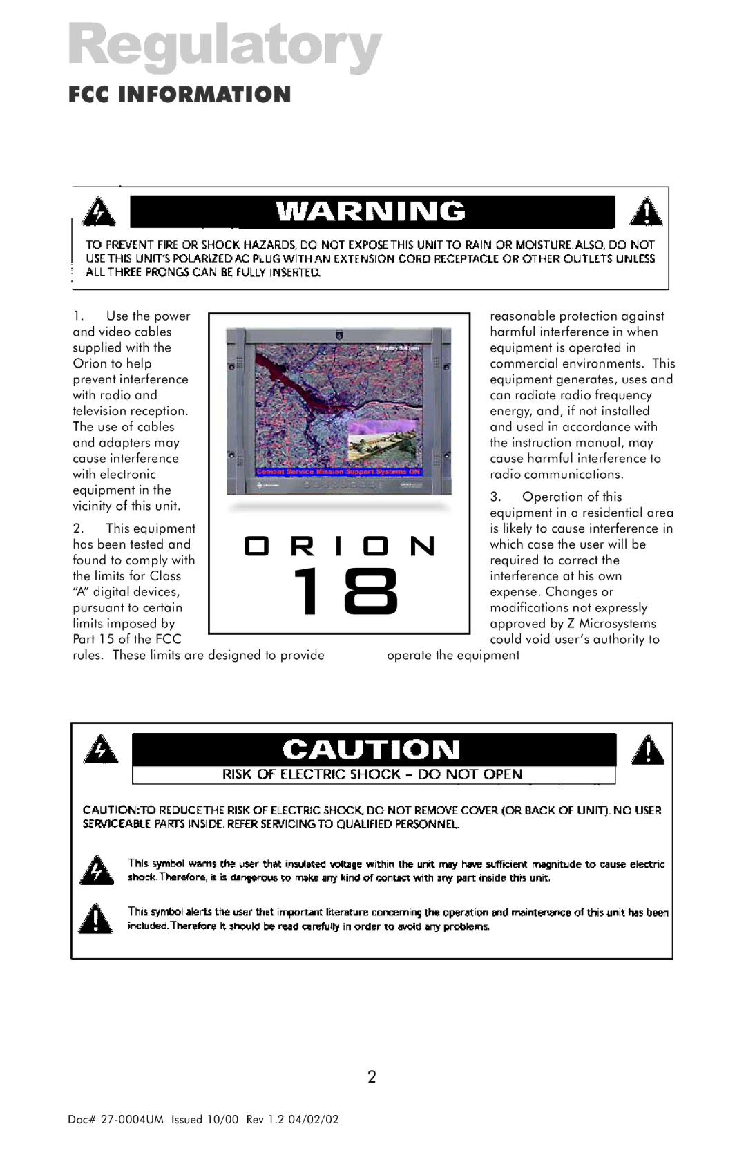 Z Microsystems 18 manual Regulatory, FCC Information 