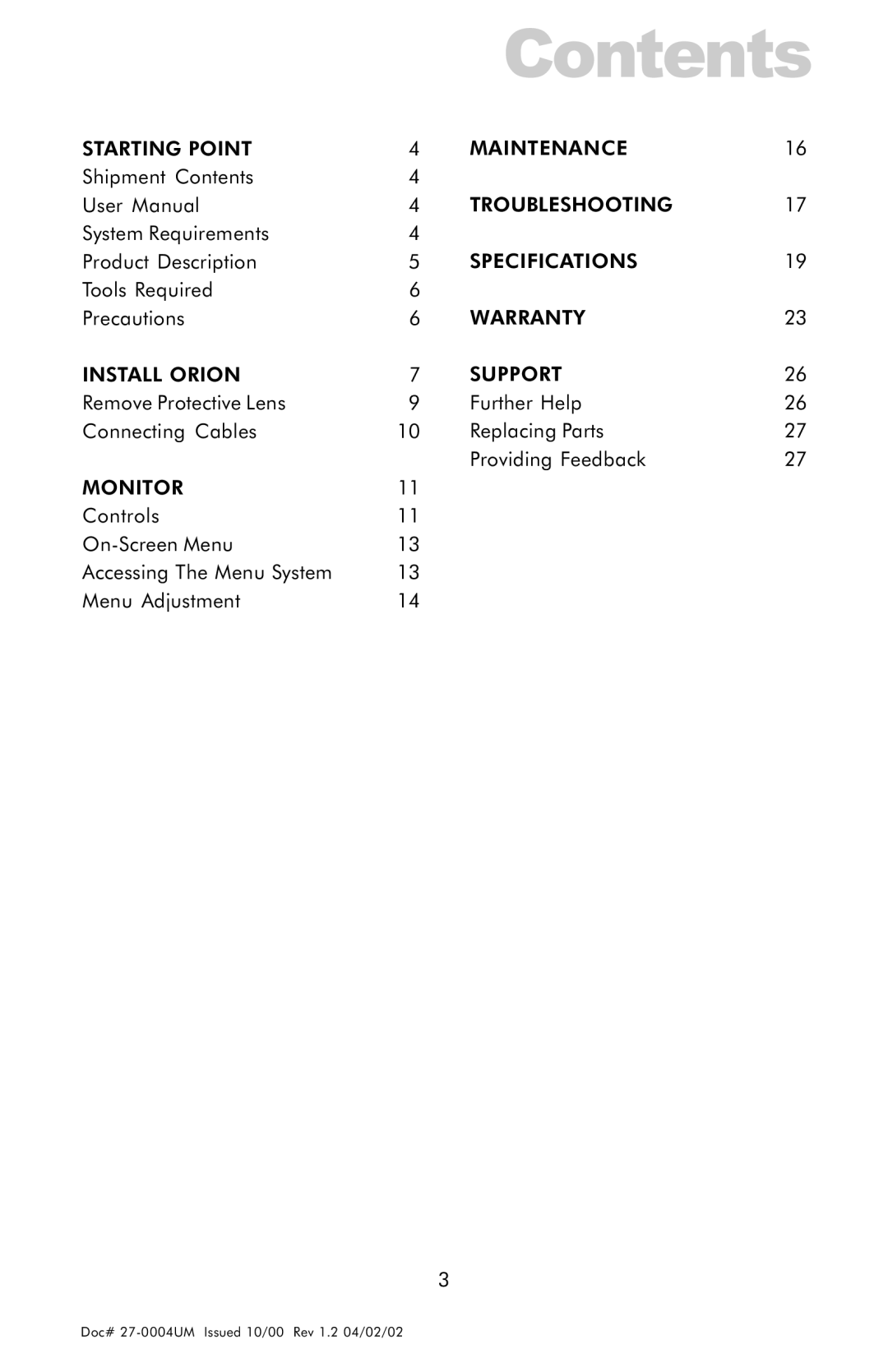 Z Microsystems 18 manual Contents 