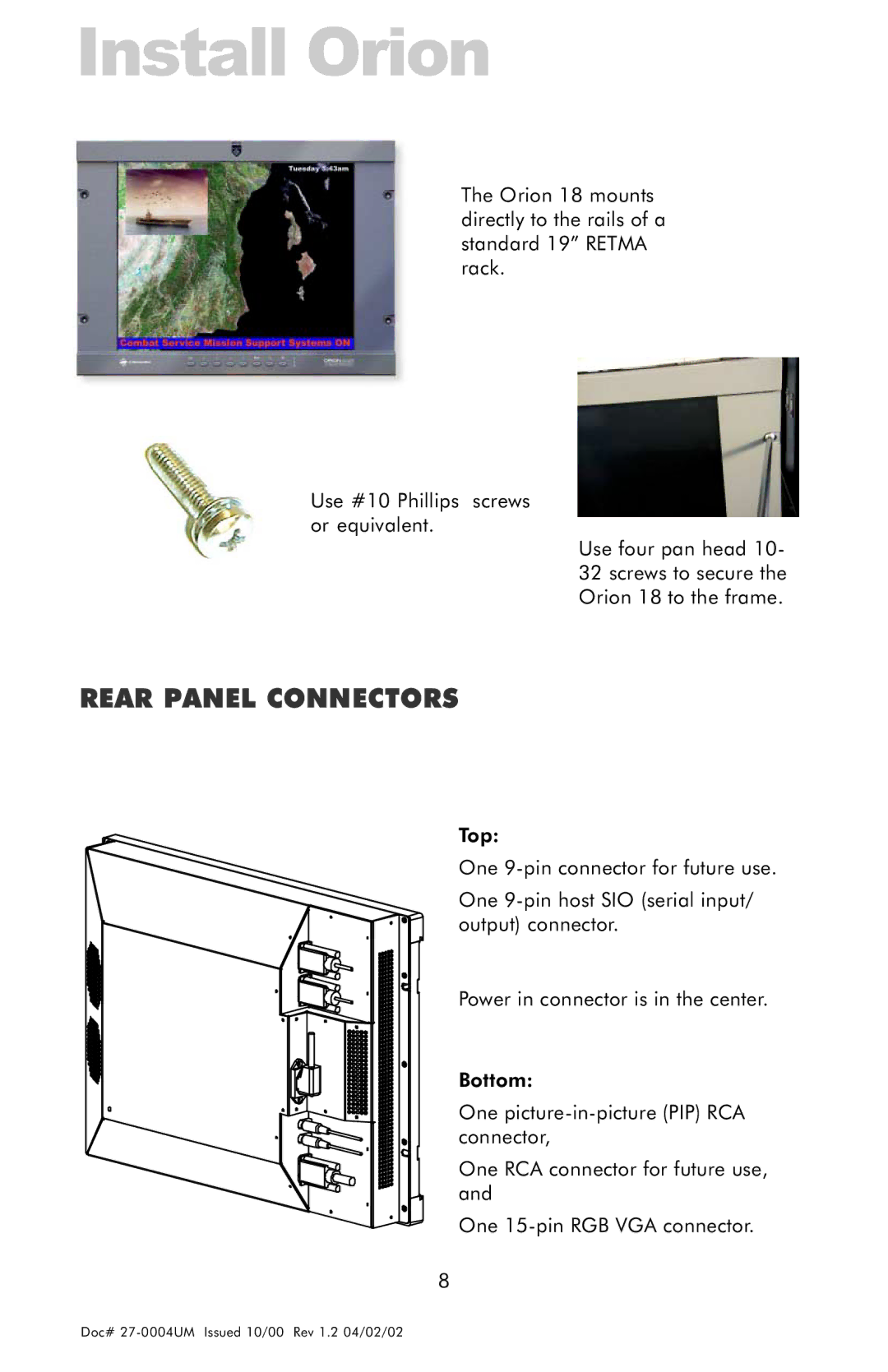 Z Microsystems 18 manual Rear Panel Connectors 