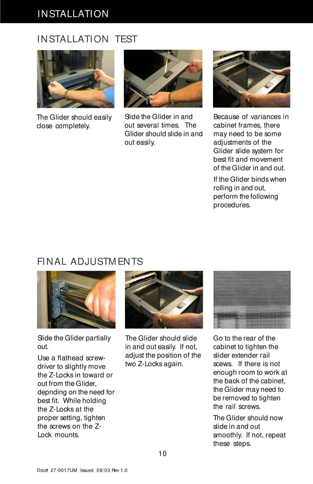 Z Microsystems 21 manual Installation Test, Final Adjustments 