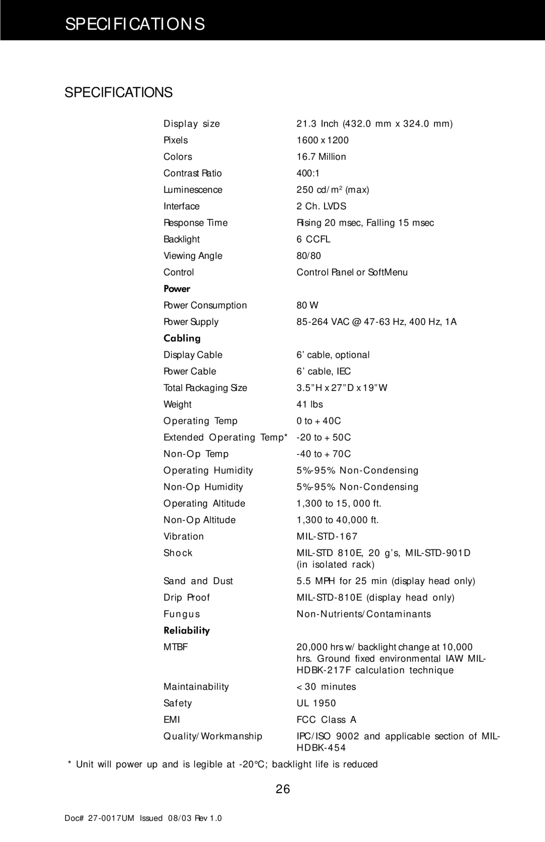 Z Microsystems 21 manual Specifications 