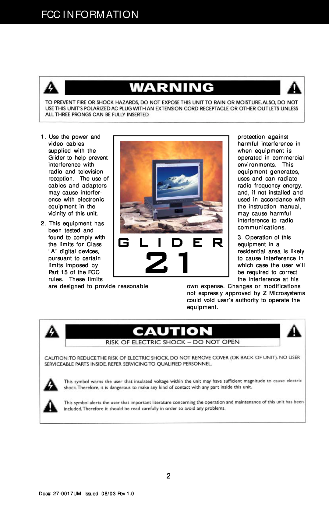 Z Microsystems 21 manual Fcc Information 