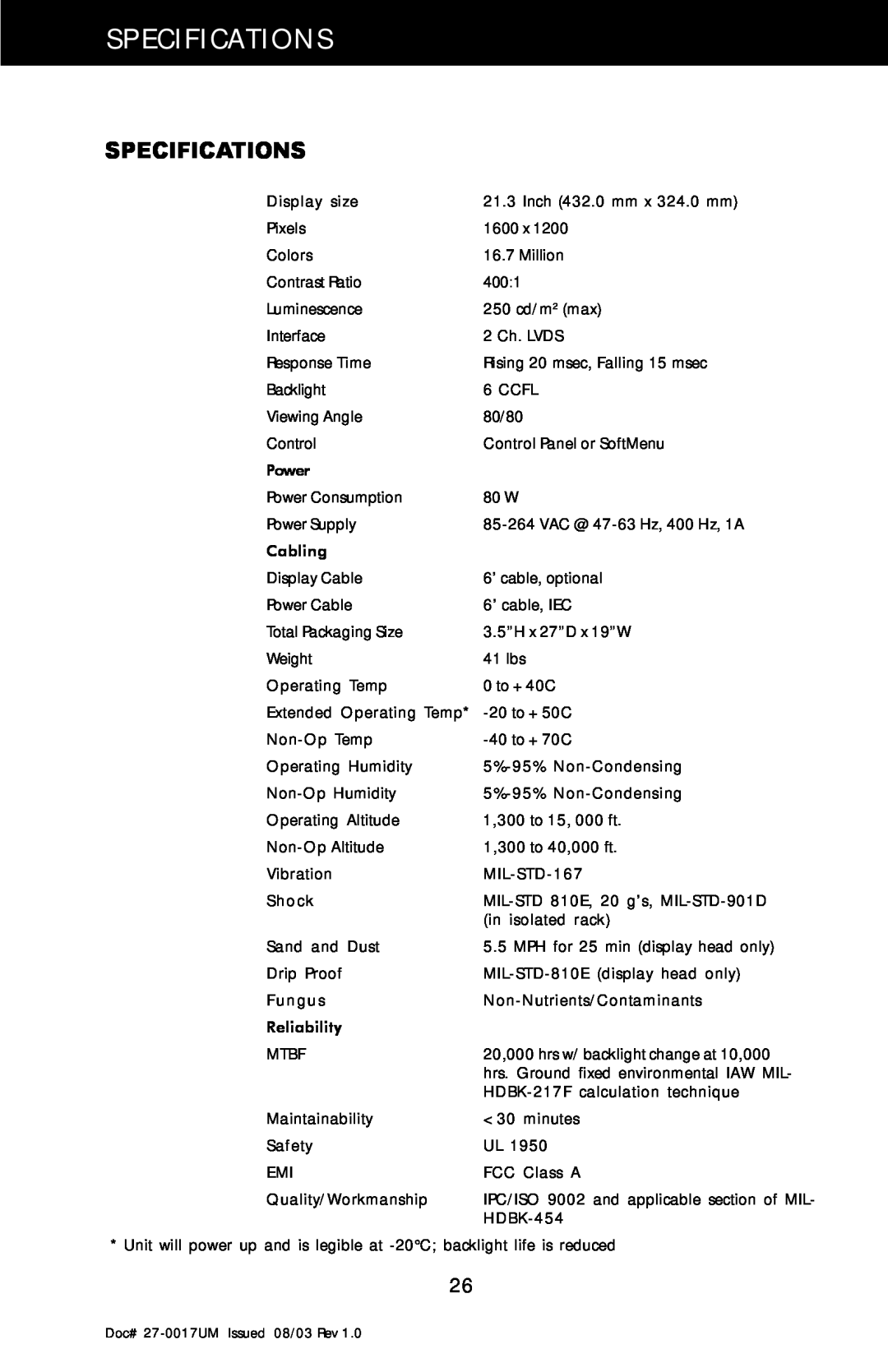 Z Microsystems 21 manual Specifications 